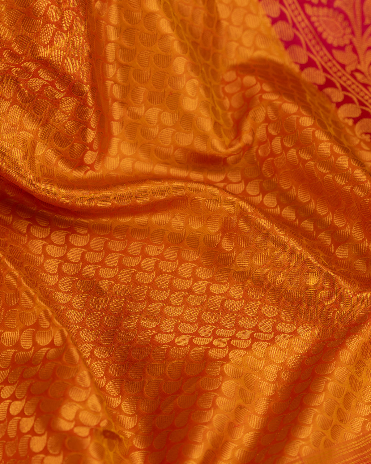 Golden Yellow Brocade Gadwal Silk Saree with Red Handwork Blouse