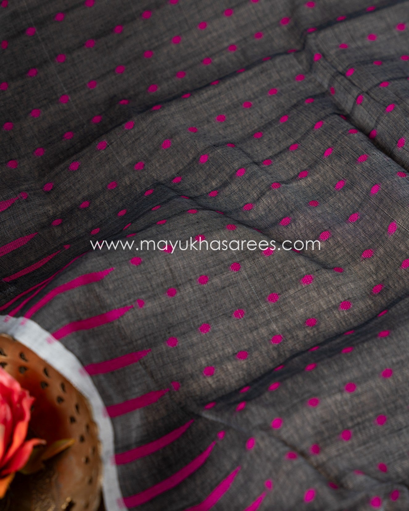 Resham Jamdhani Grey And Pink Saree With Stitched Custom Blouse