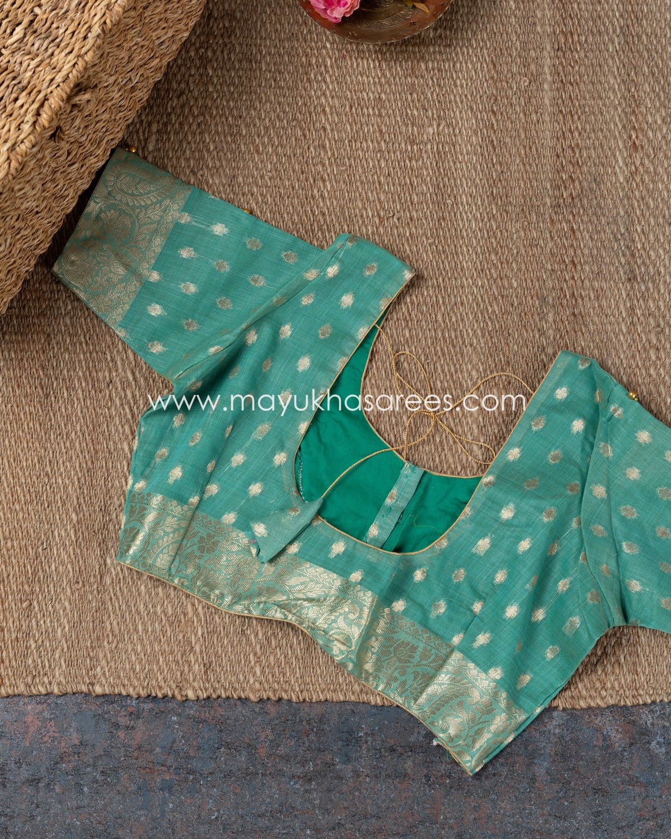 Golden Threads: Banarasi Linen Silk Yellow And Green Saree With Stitched Custom Blouse