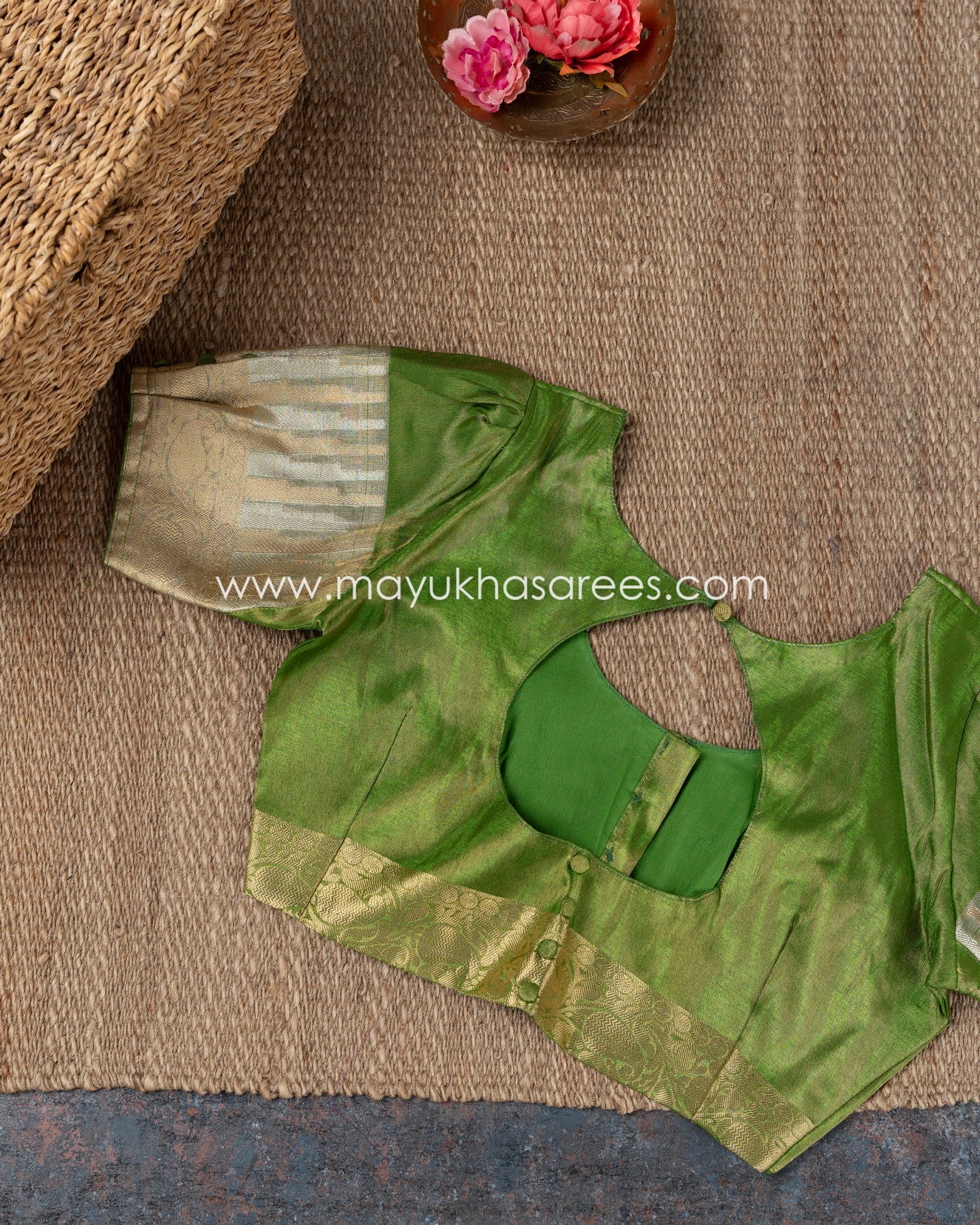 Shibori Dyes Banarasi Kora Saree With Stitched Custom Blouse Size 38-44