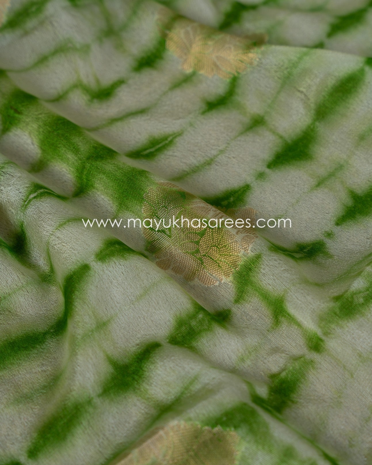 Shibori Dyes Banarasi Kora Saree With Stitched Custom Blouse Size 38-44