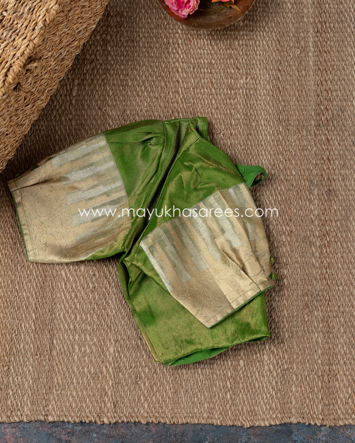 Shibori Dyes Banarasi Kora Saree With Stitched Custom Blouse Size 38-44
