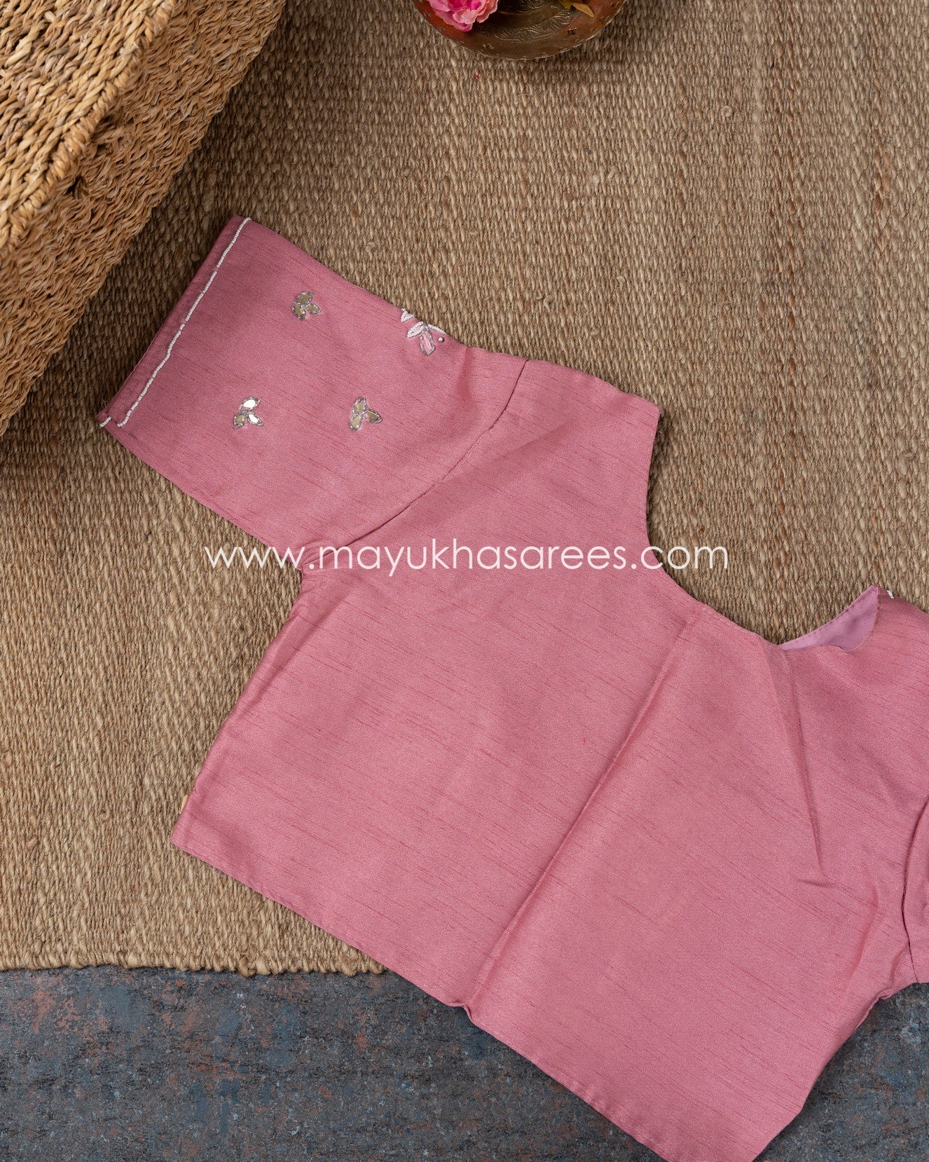 Lustrous Elegance: Lavender And Pink Shimmer Organza Saree With Stitched Custom Stitched Blouse