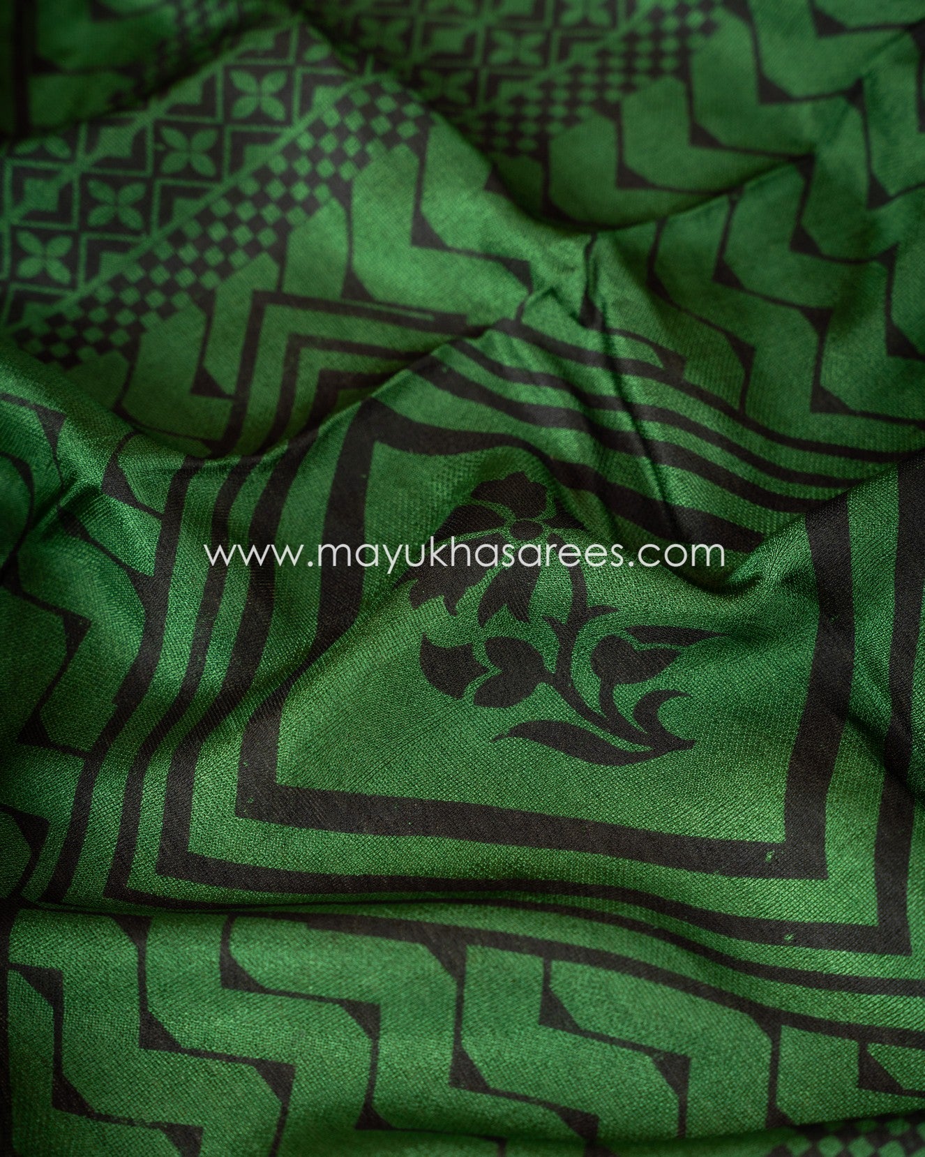 Munga Silk Kalamkari Orange And Green Saree With Stitched Custom Blouse