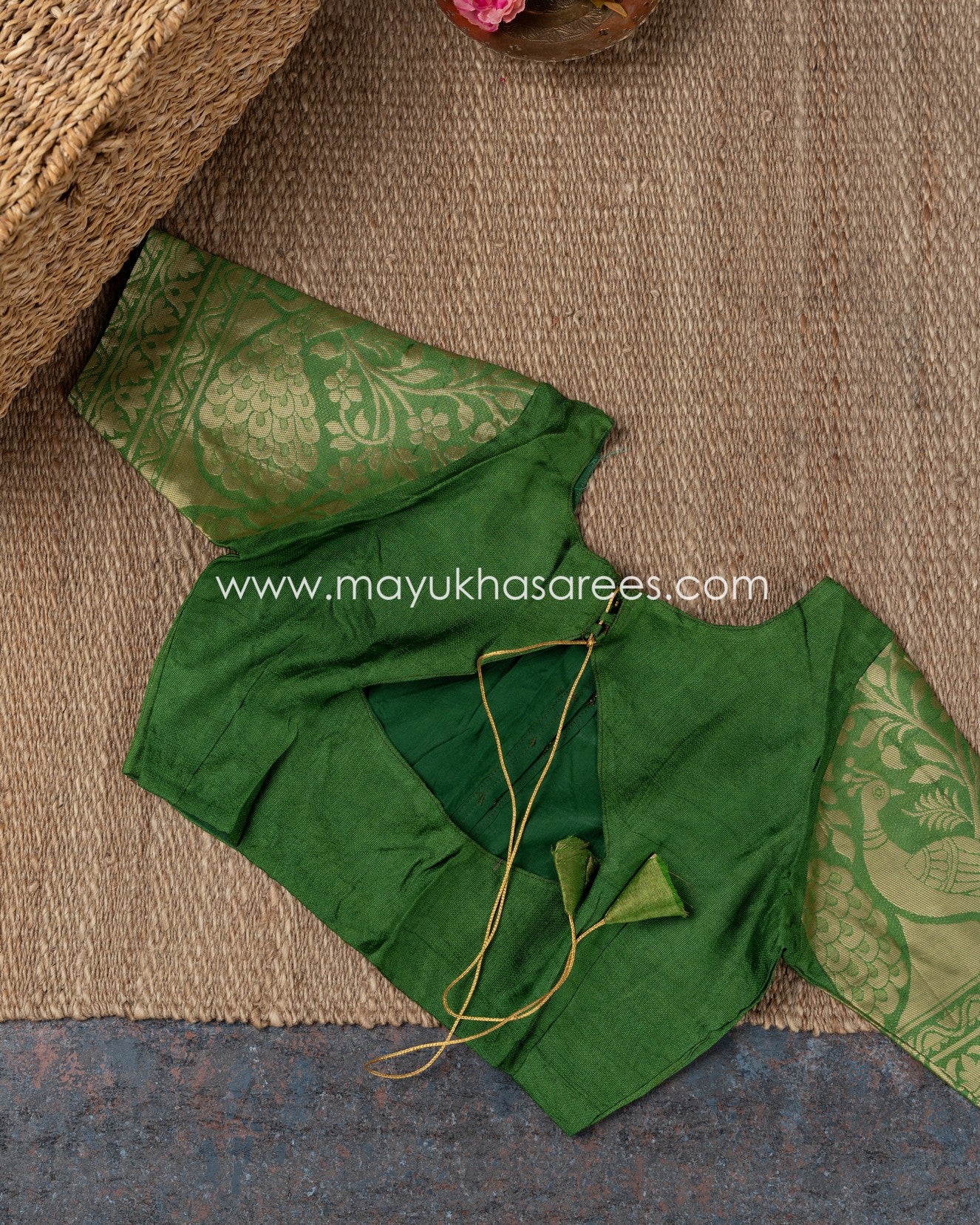 Munga Silk Kalamkari Orange And Green Saree With Stitched Custom Blouse