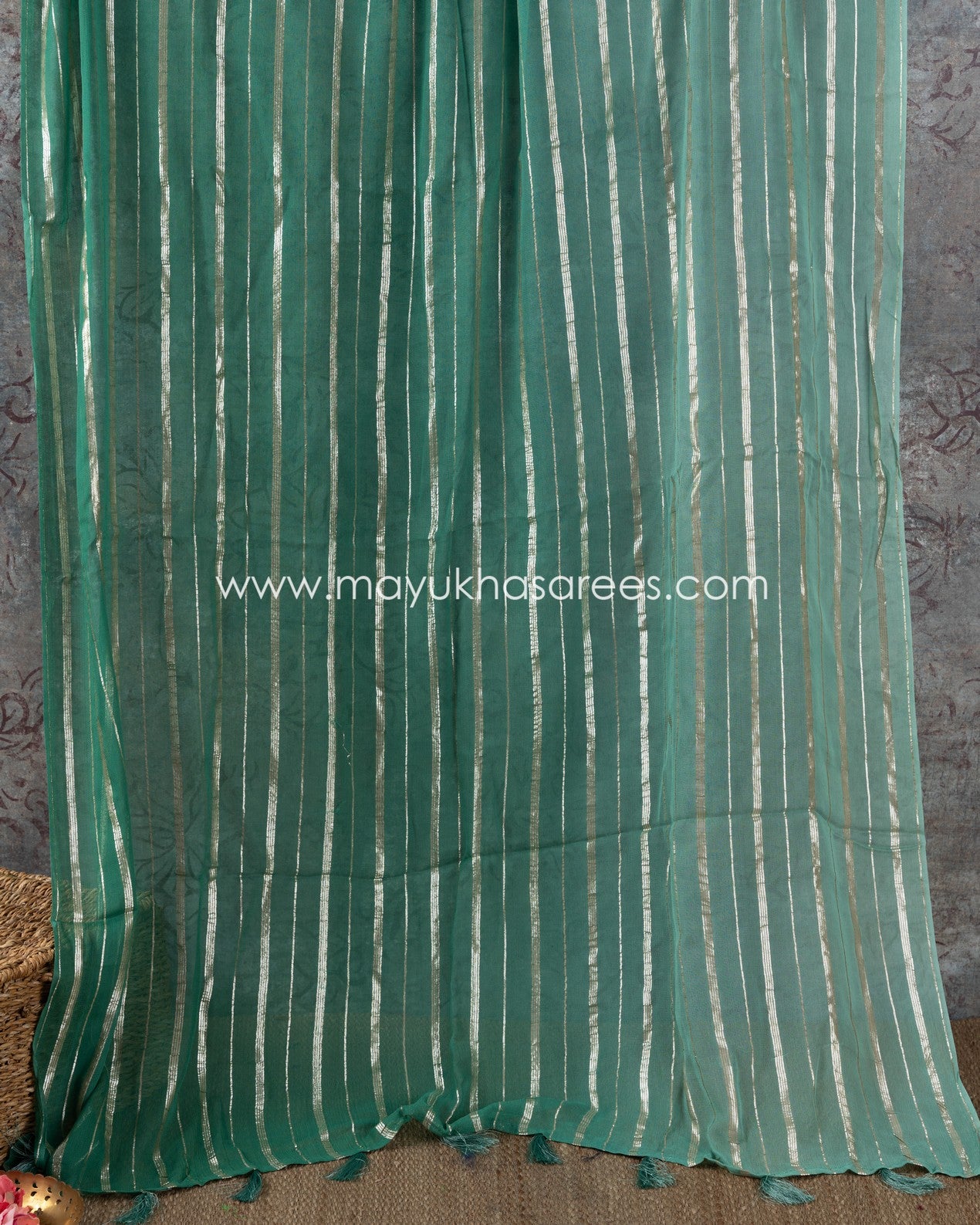 Ombre Hues Silk Saree Set - Green And Light Green
