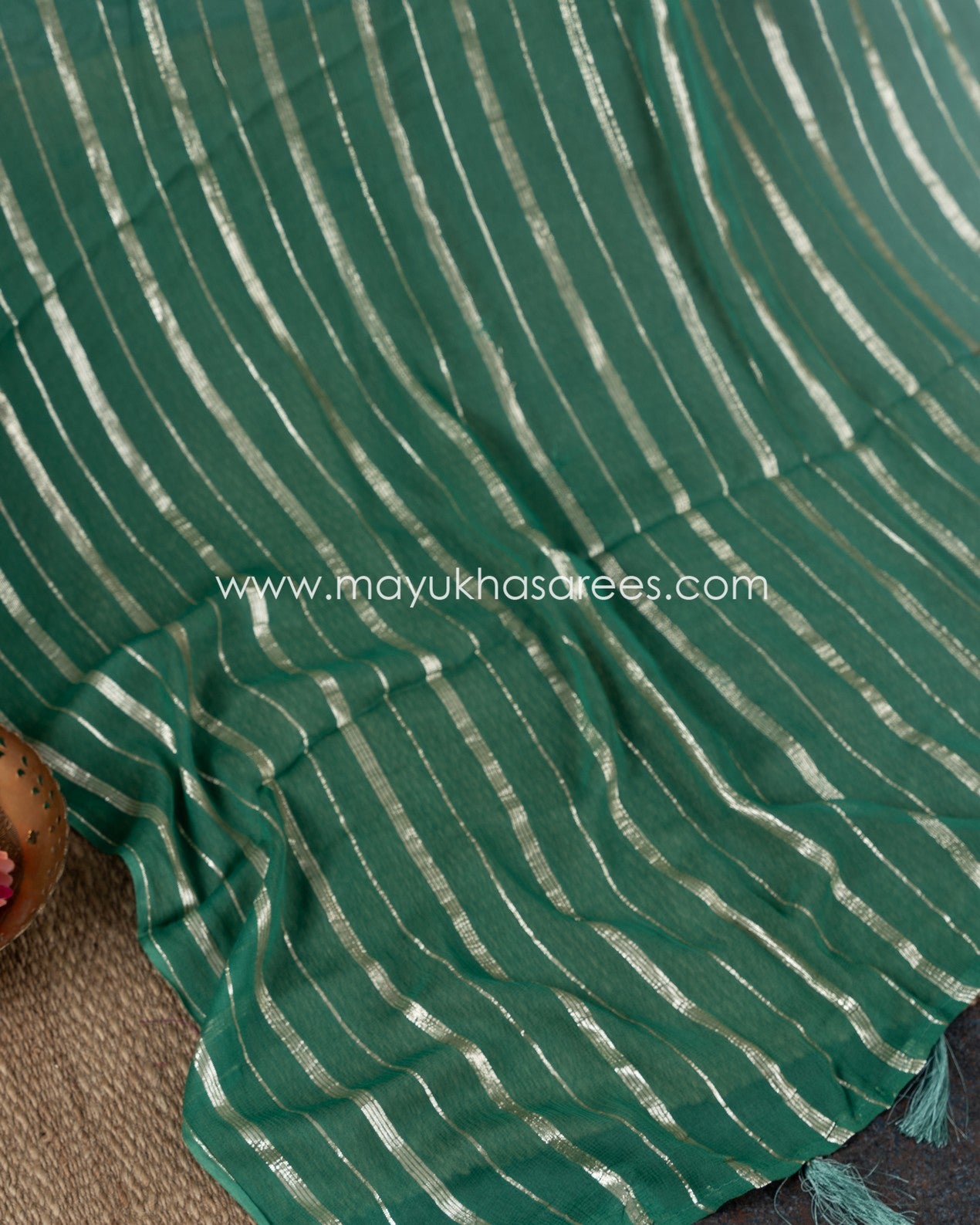 Ombre Hues Silk Saree Set - Green And Light Green
