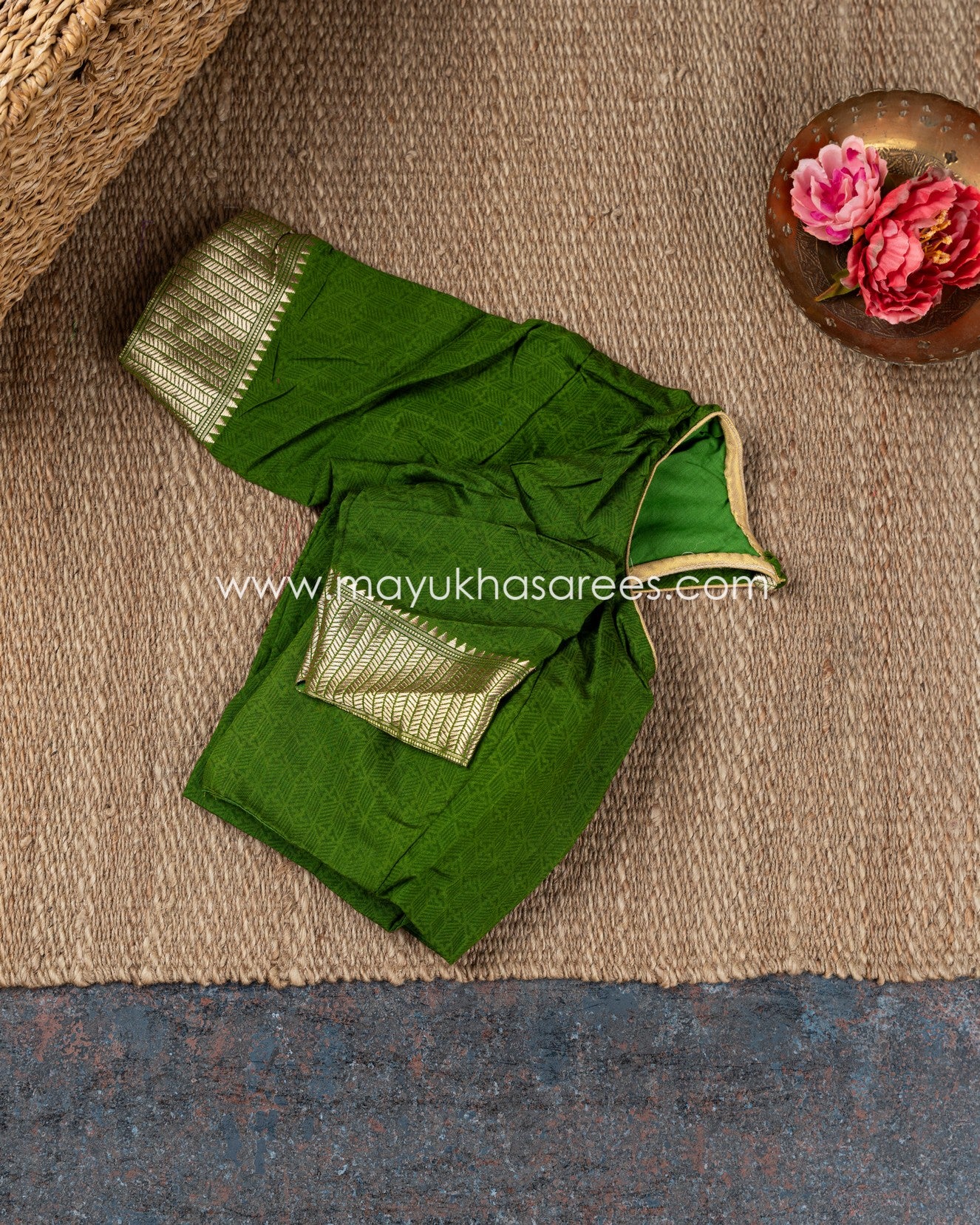 Mystique Patola Green Multi Silk Saree With Stitched Custom Blouse