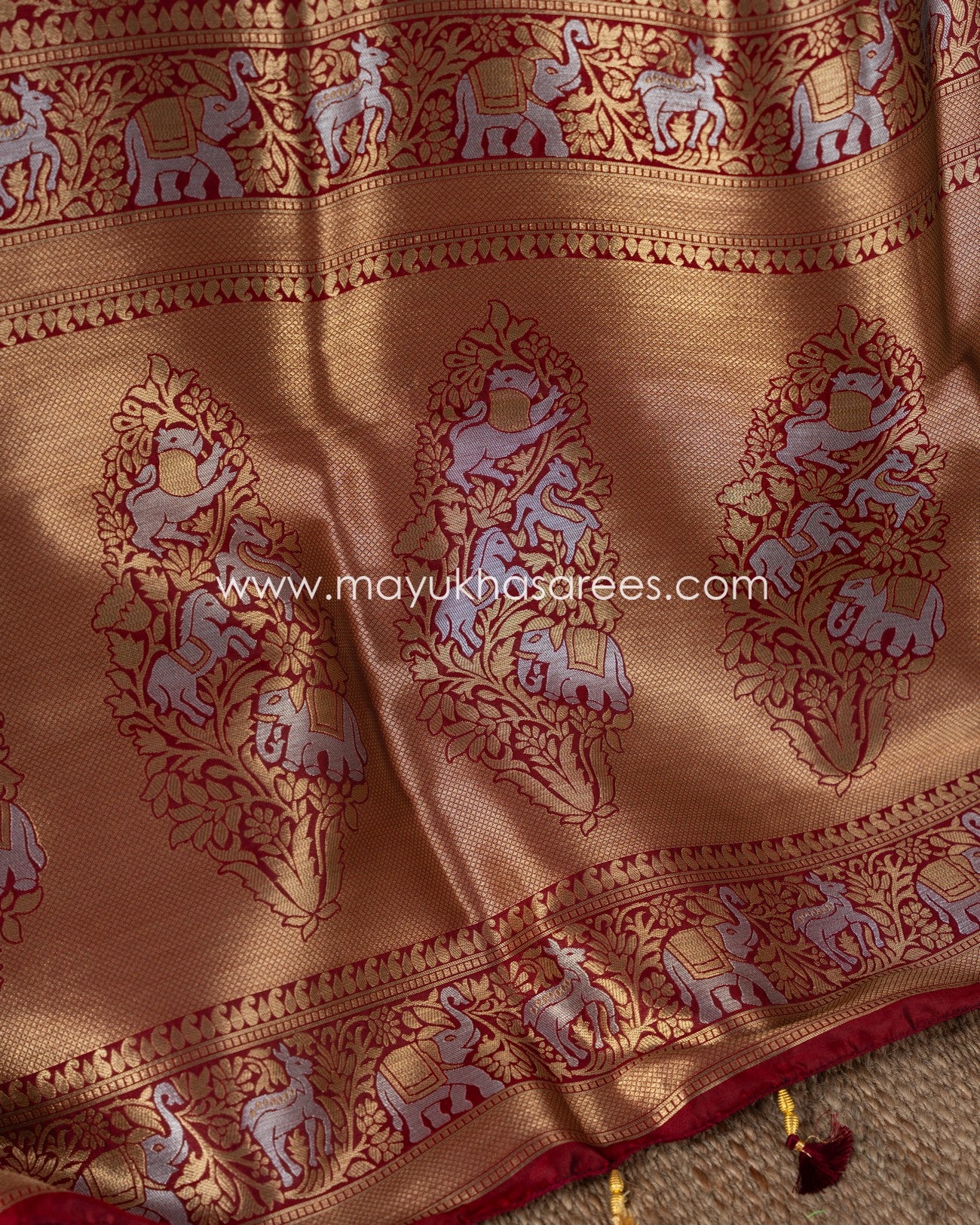 Maroon Magic: Banarasi Soft Silk Saree With Stitched Custom Blouse