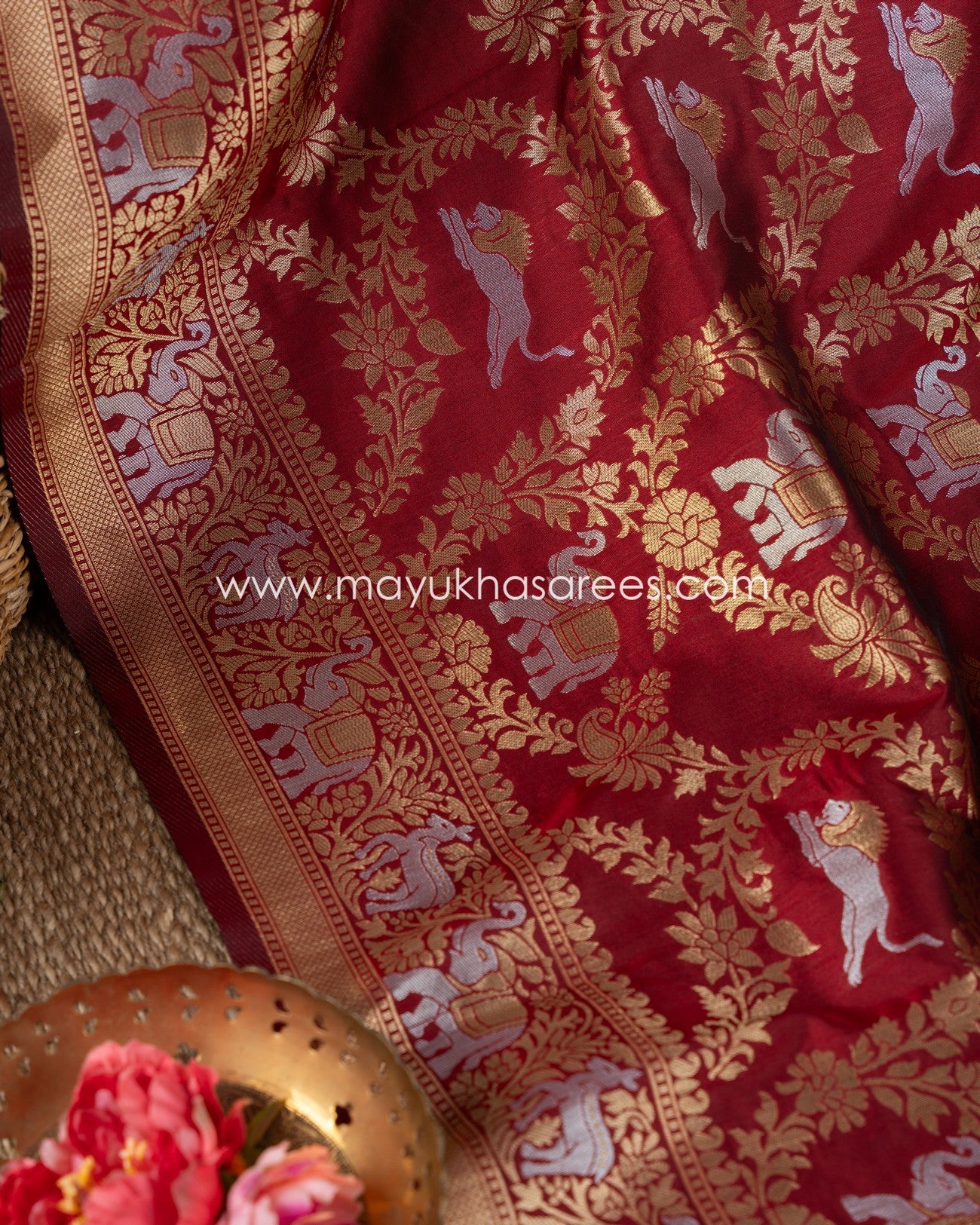 Maroon Magic: Banarasi Soft Silk Saree With Stitched Custom Blouse