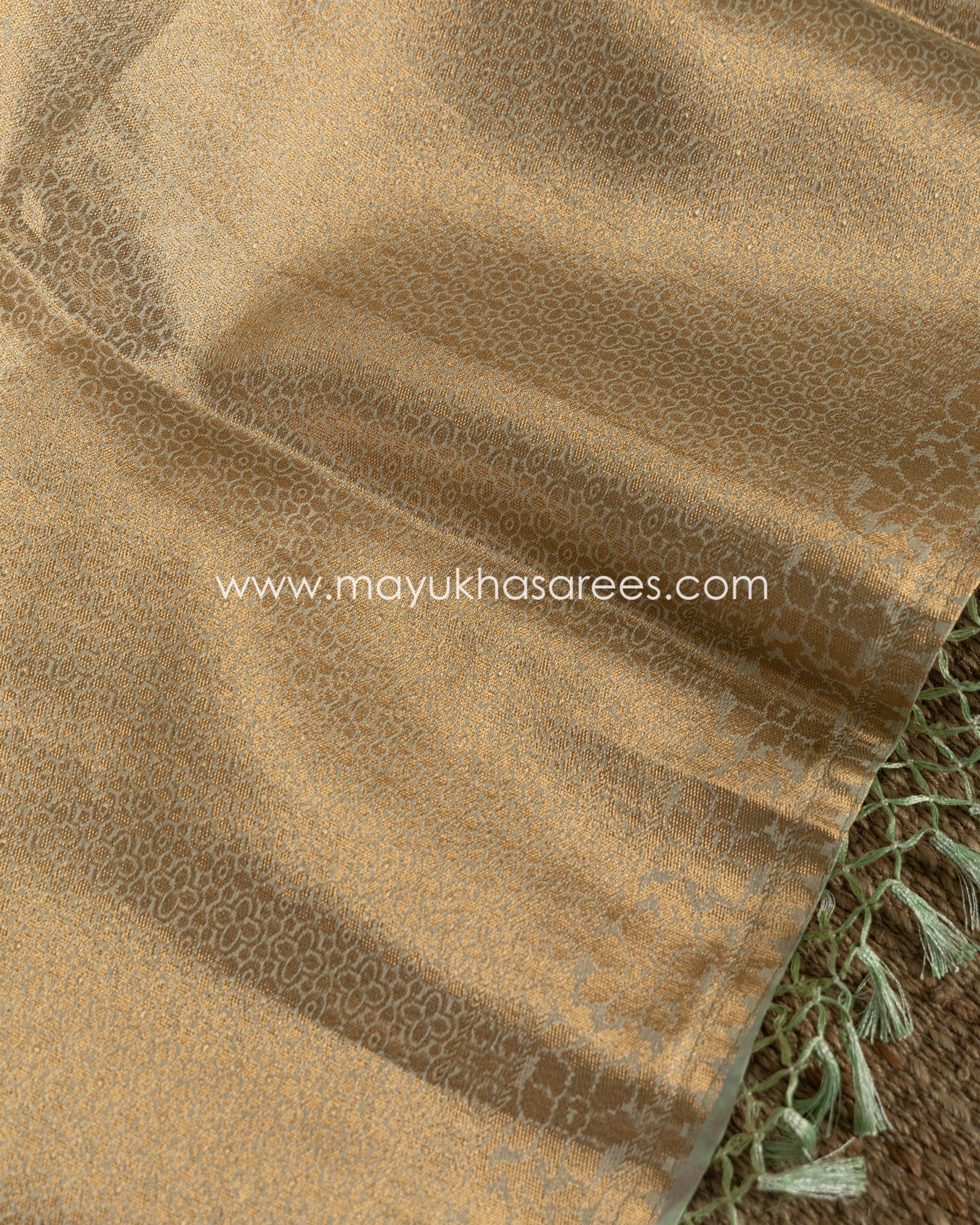 Pastel Green Floral Printed Brasso Gorgette Saree with Stitched Blouse in Size 38 44