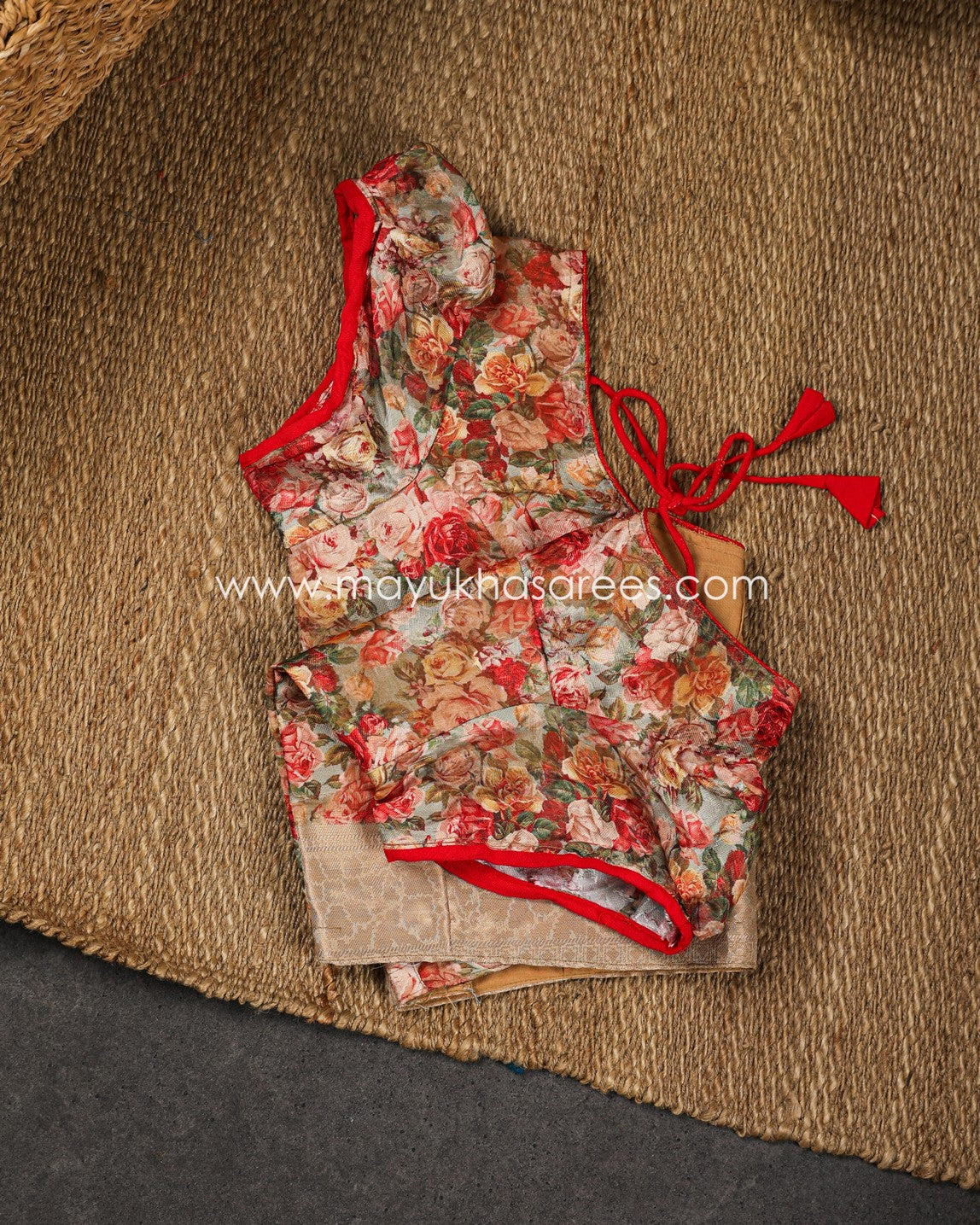 Pastel Brown Floral Printed Brasso Gorgette Saree with Stitched Blouse in Size 38 44