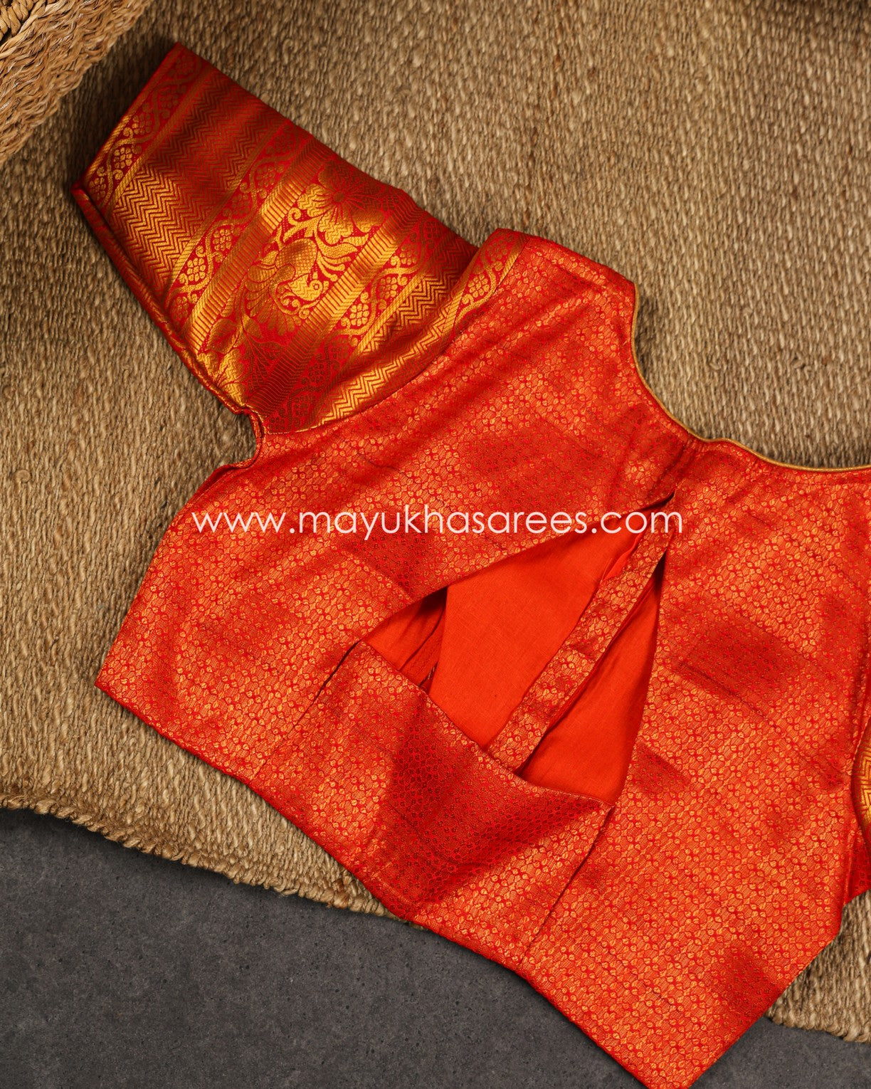 Pastel Blue and Red Kalamkari Prints on Munga Silk Saree with Kanchipuram borders and Stitched Blouse in Size 38 44