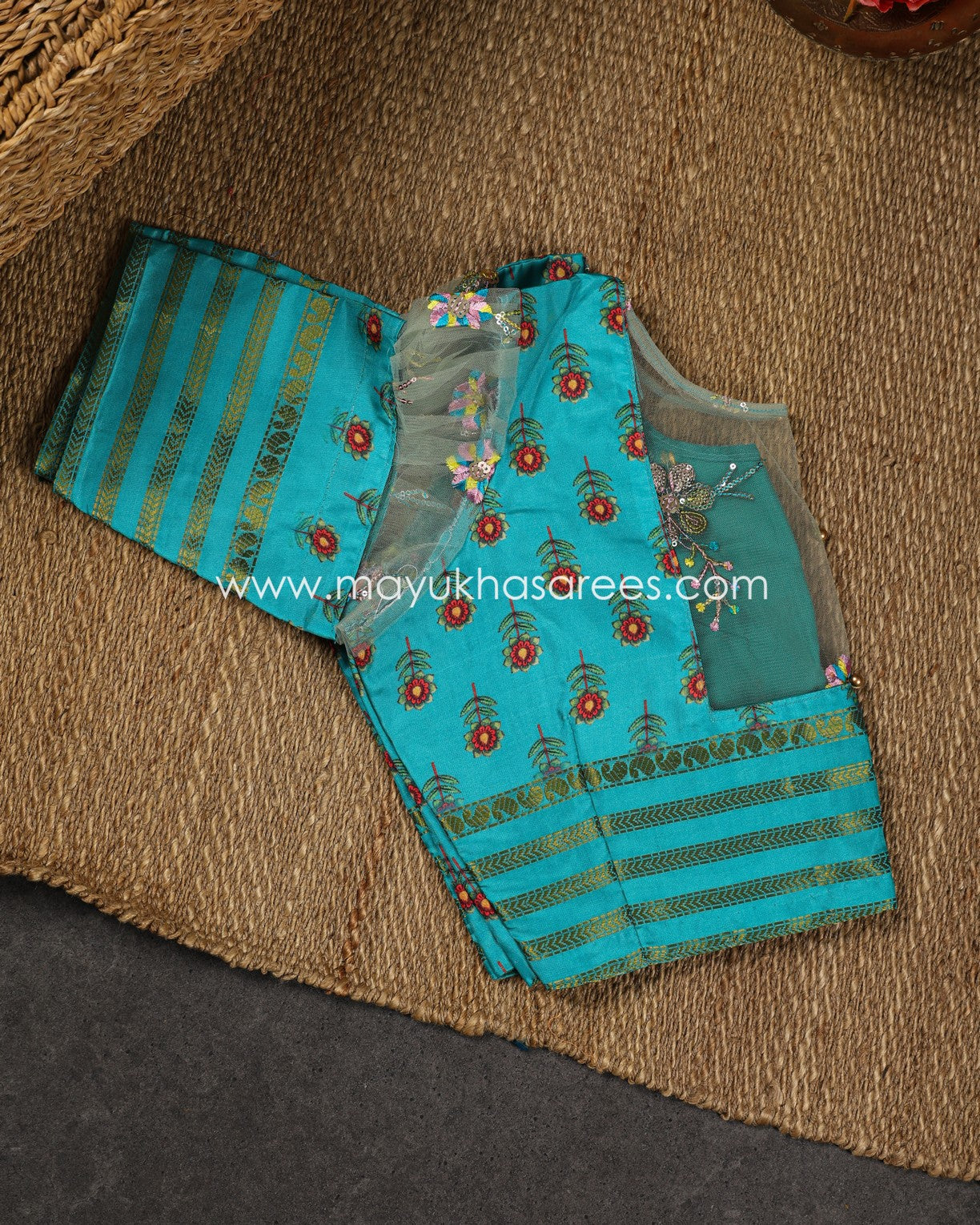 Powder Pink & Blue Dola Silk with Floral kalamkari and Pichwai Printed Saree with Blouse 38 44