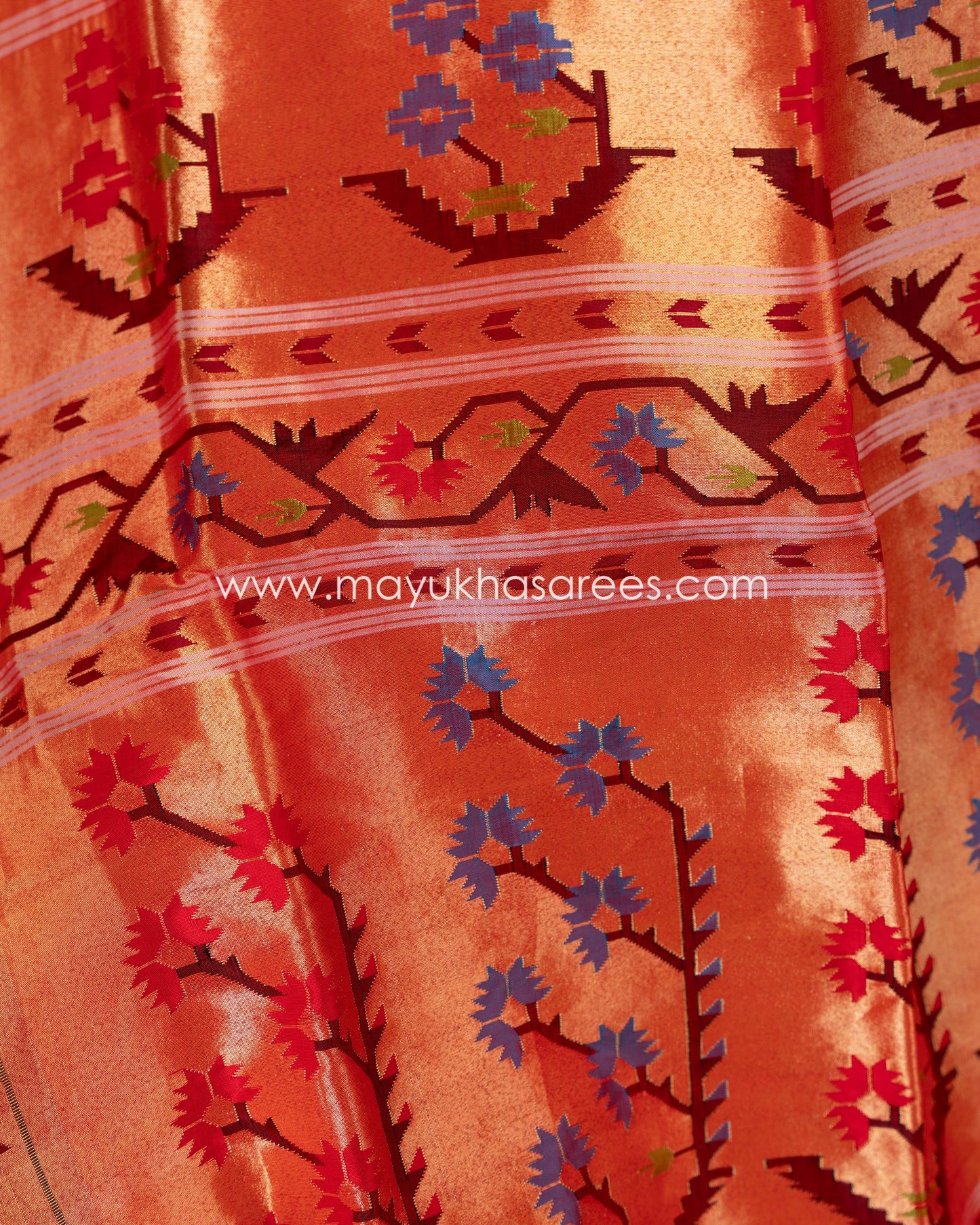 Pastel Green Pure Brocade Paithani with Asawalli Pallu and Stitched Blouse in Size 38 44'