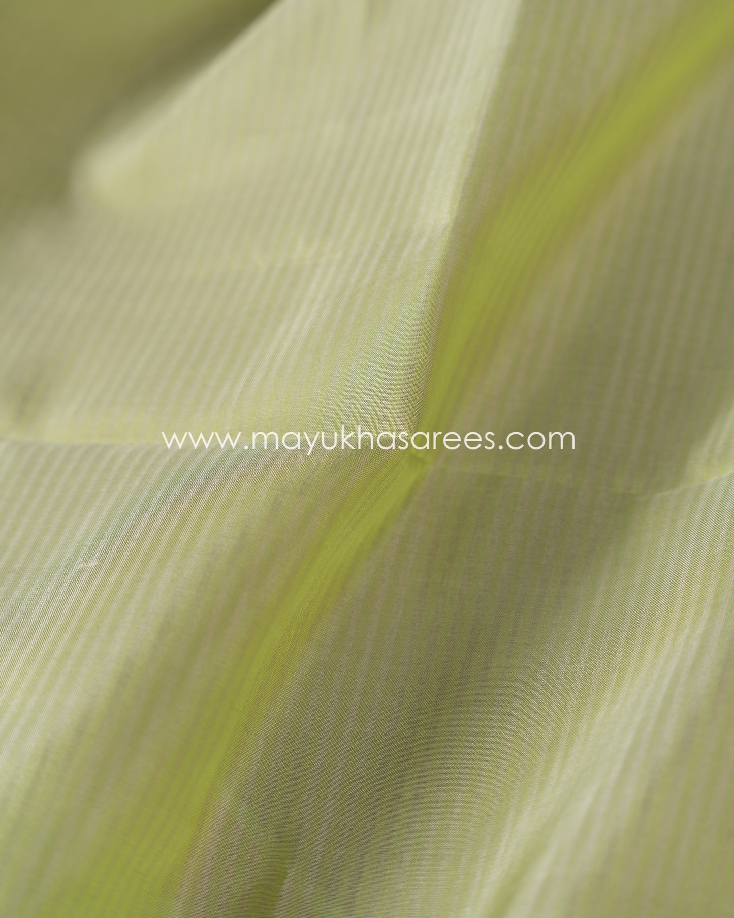 Pastel Green & White Kanchipuram Silk Saree with Handblock Prints and Stitched Blouse in Size 38 44