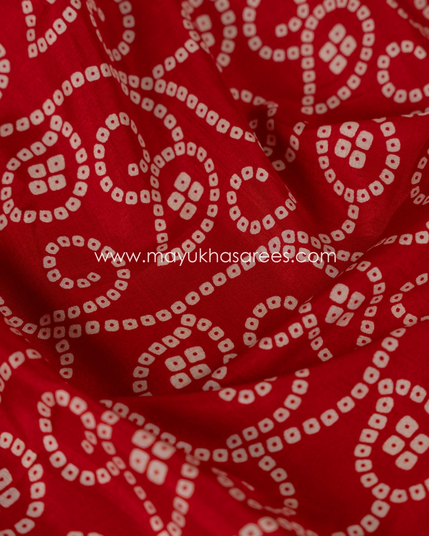 Red Munga Silk Saree with Bandini Prints with Banarasi Inspired borders and Stitched Blouse in Size 38 44