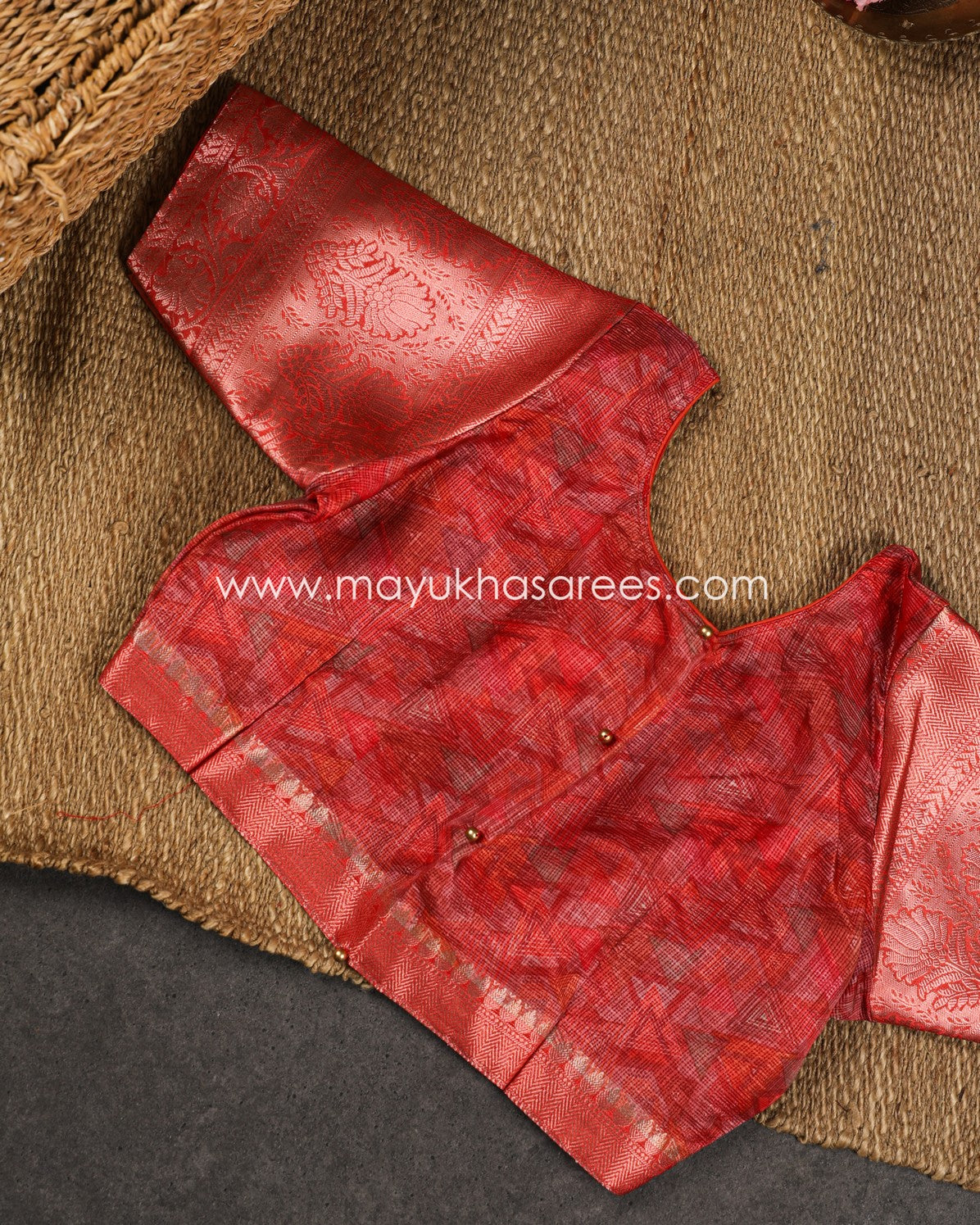 Purple & Red Light weight Lotus Printed Kota silk sarees with Banarasi Borders and Floral Printed Blouse in Size 38 44