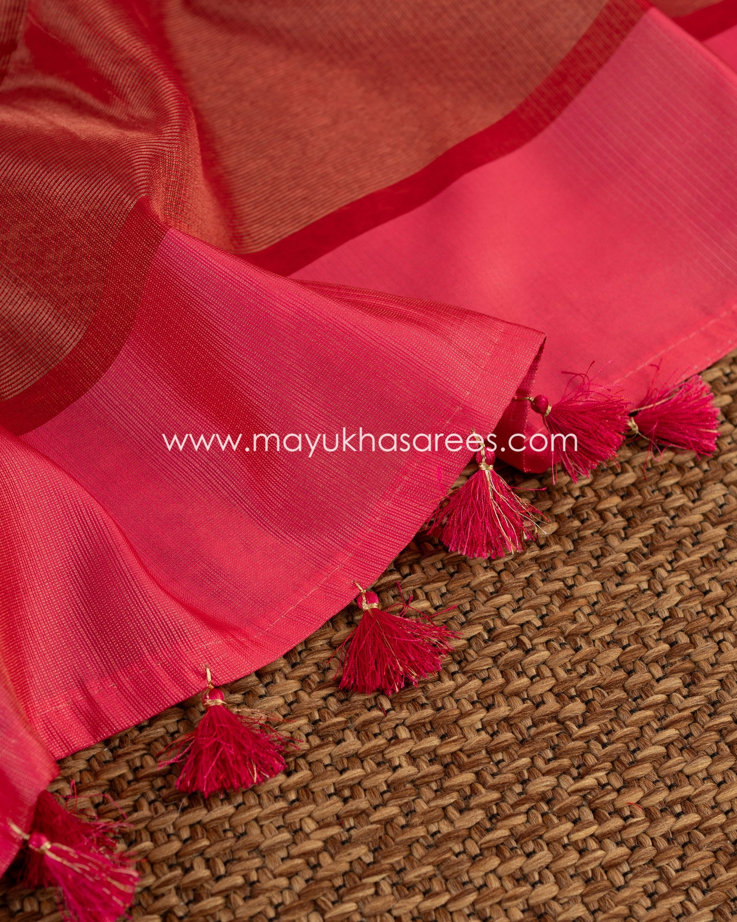 Eternal Blossoms Saree: Tassar Banarasi Blend With Floral Prints, Free Shipping! And Stitched Blouse In Size 38-44