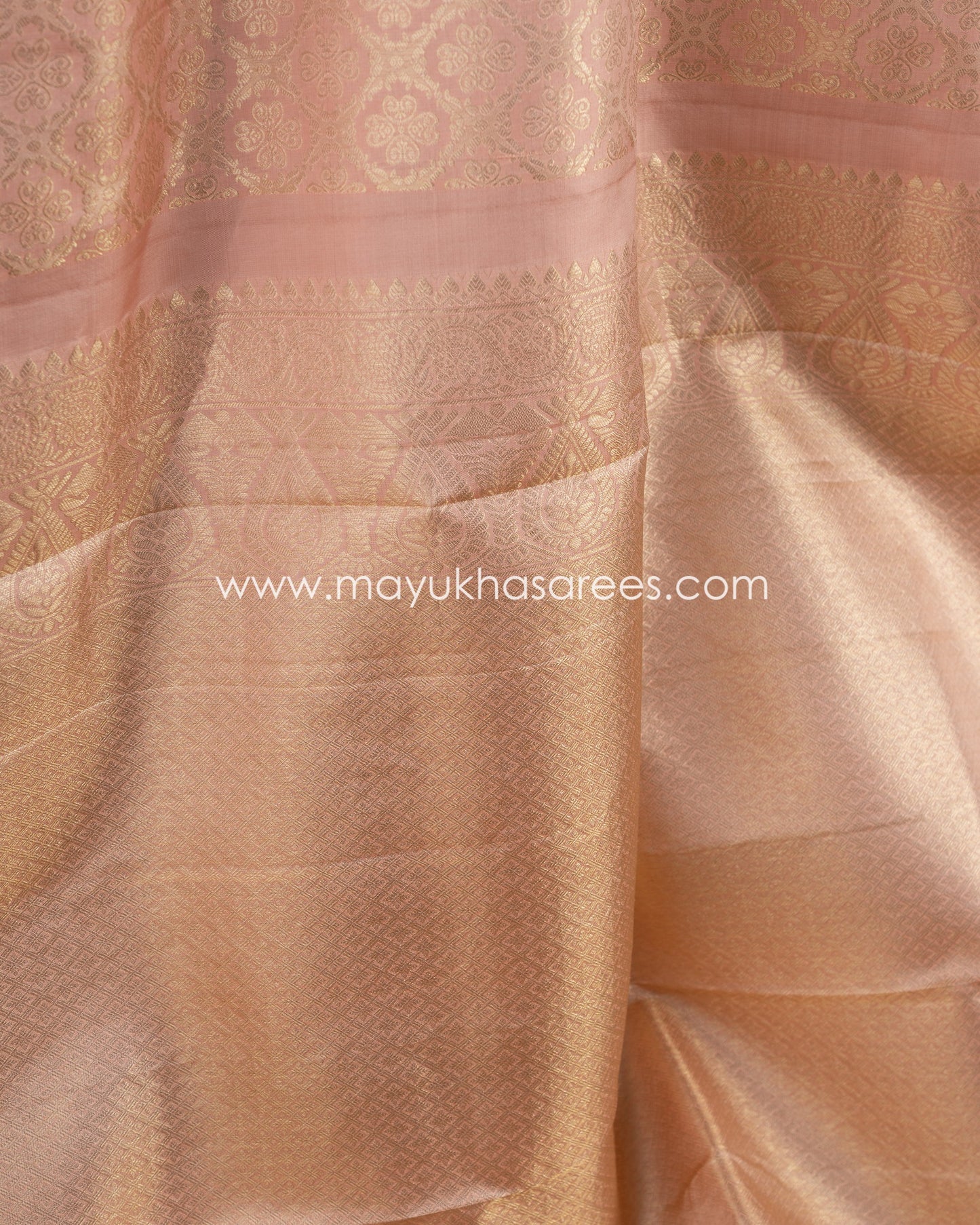 Peach Bloom: Timeless Kanchipuram Silk Saree With Free Shipping! And Stitched Blouse In Size 38-45