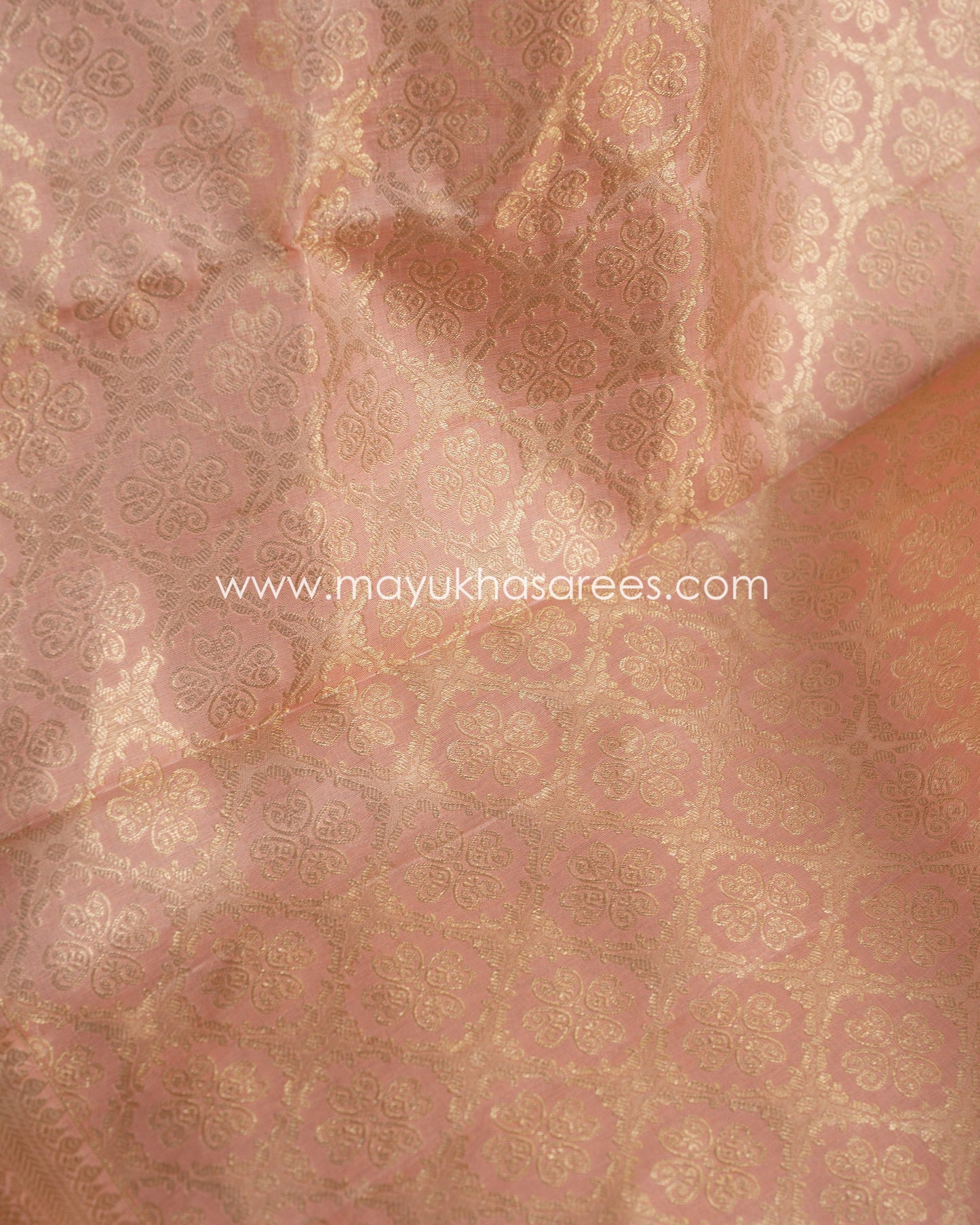 Peach Bloom: Timeless Kanchipuram Silk Saree With Free Shipping! And Stitched Blouse In Size 38-45