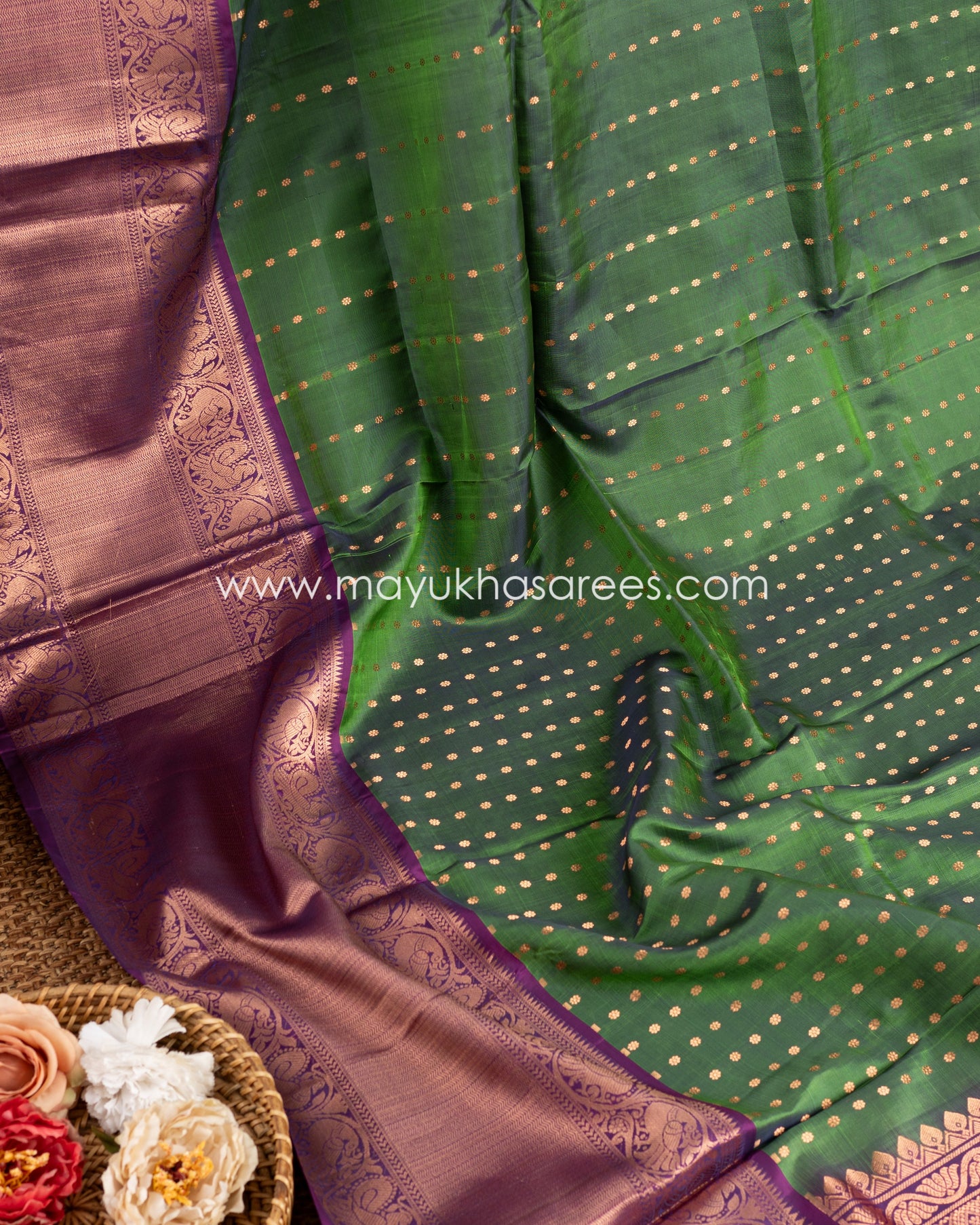 Regal Essence: Kanchipuram 1000 Butties Pure Silk Saree, Free Shipping! And Stitched Blouse In Size 38-48
