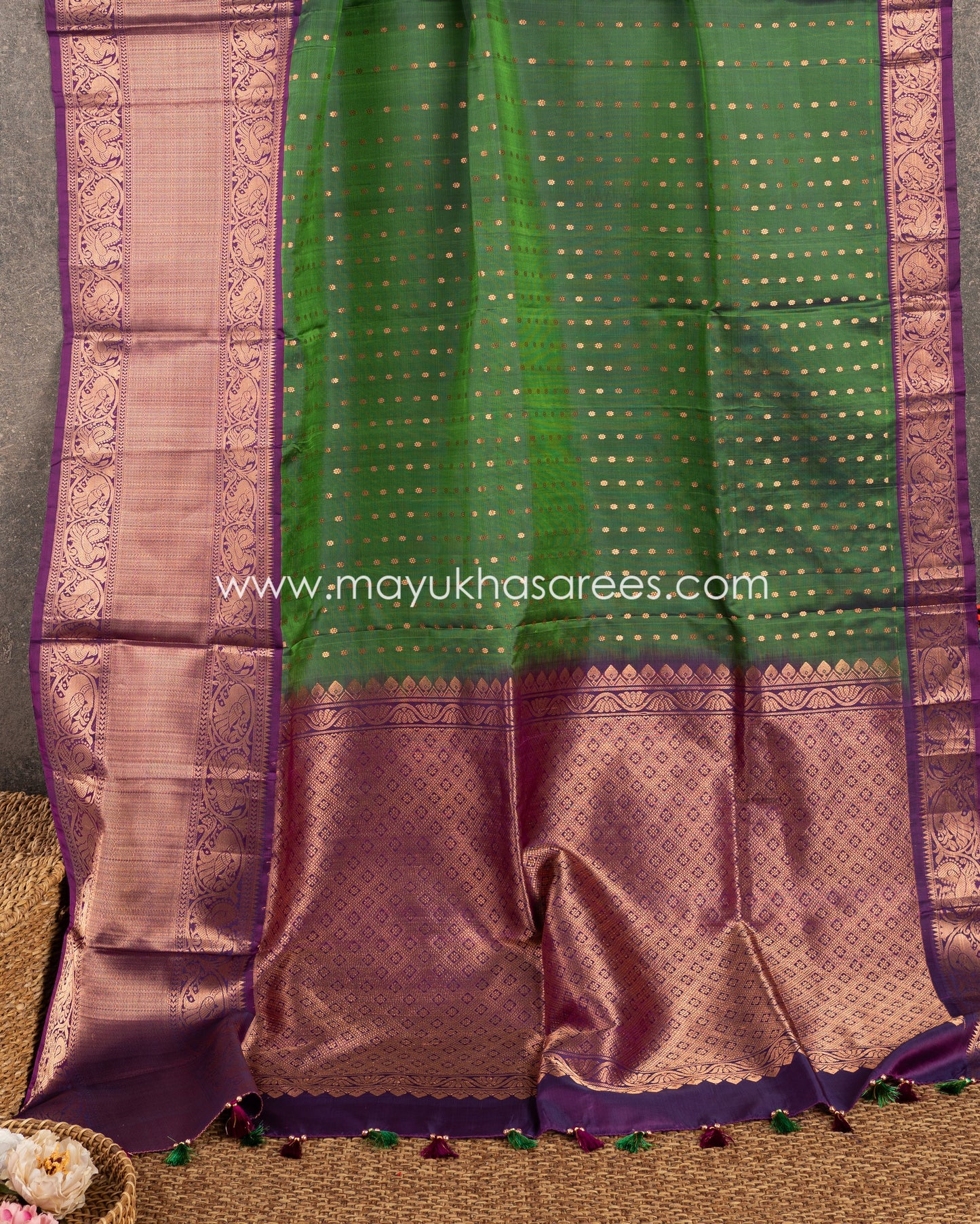 Regal Essence: Kanchipuram 1000 Butties Pure Silk Saree, Free Shipping! And Stitched Blouse In Size 38-48