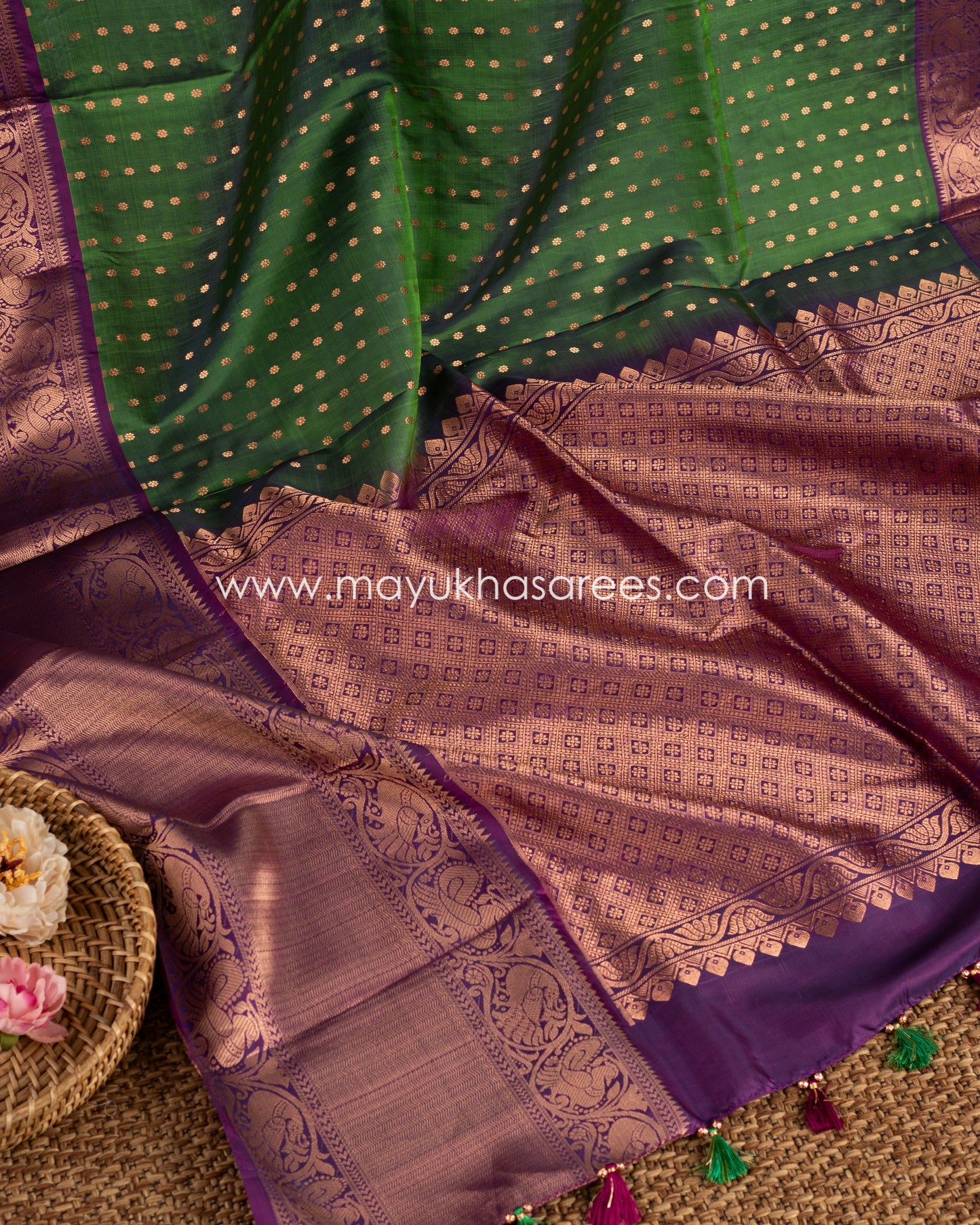 Regal Essence: Kanchipuram 1000 Butties Pure Silk Saree, Free Shipping! And Stitched Blouse In Size 38-48
