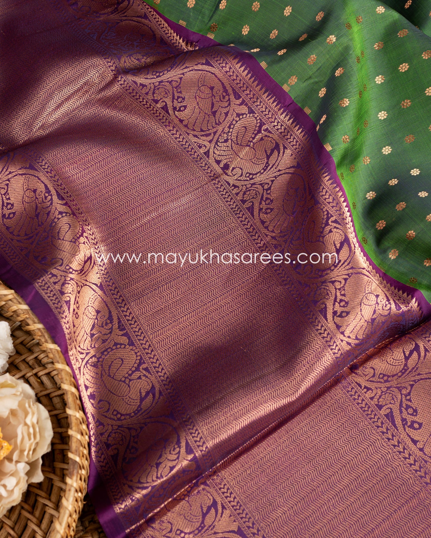 Regal Essence: Kanchipuram 1000 Butties Pure Silk Saree, Free Shipping! And Stitched Blouse In Size 38-48