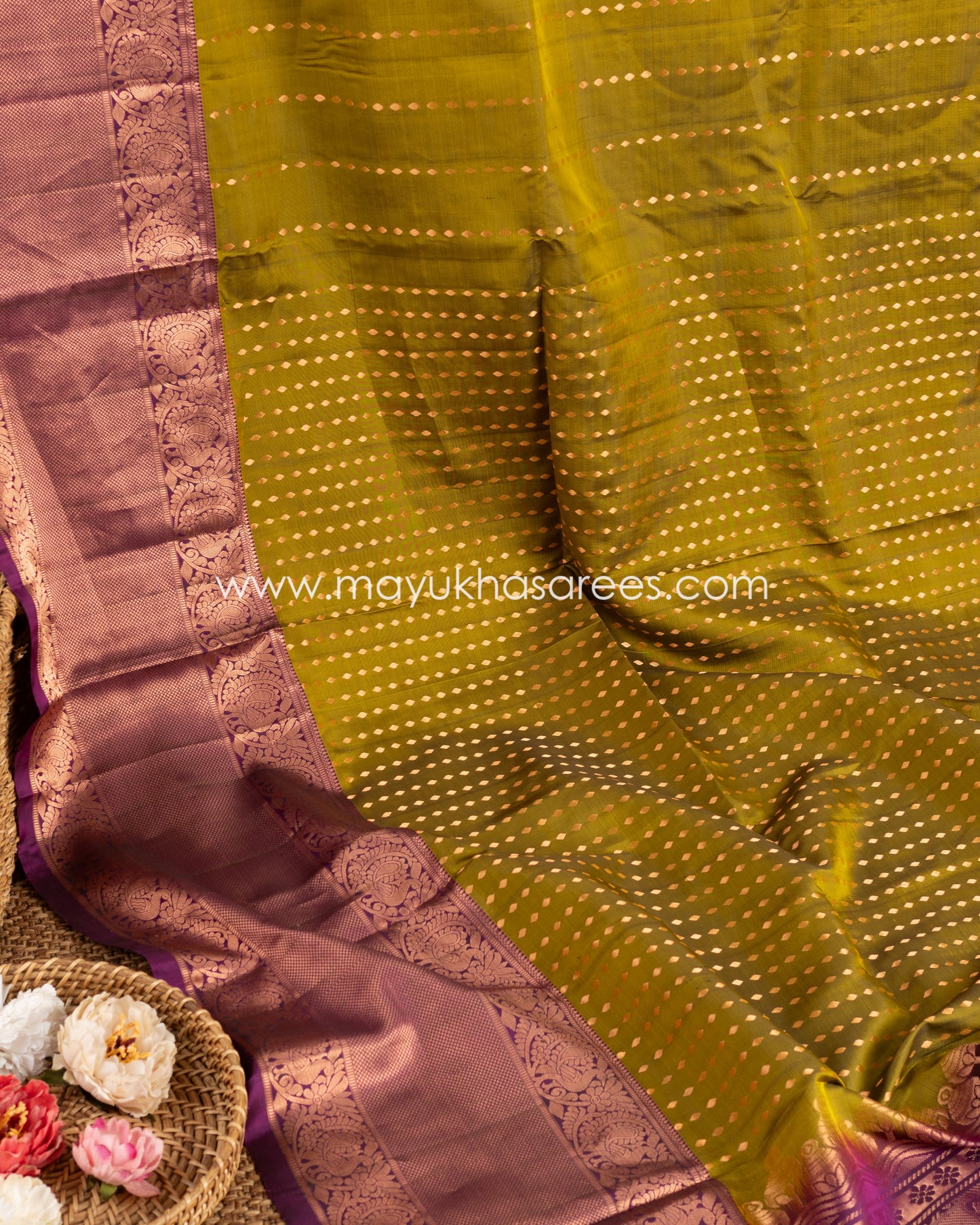 Royal Elegance: Kanchipuram 1000 Butties Saree With Handworked Blouse, Free Shipping! And Stitched Blouse In Size 38-44