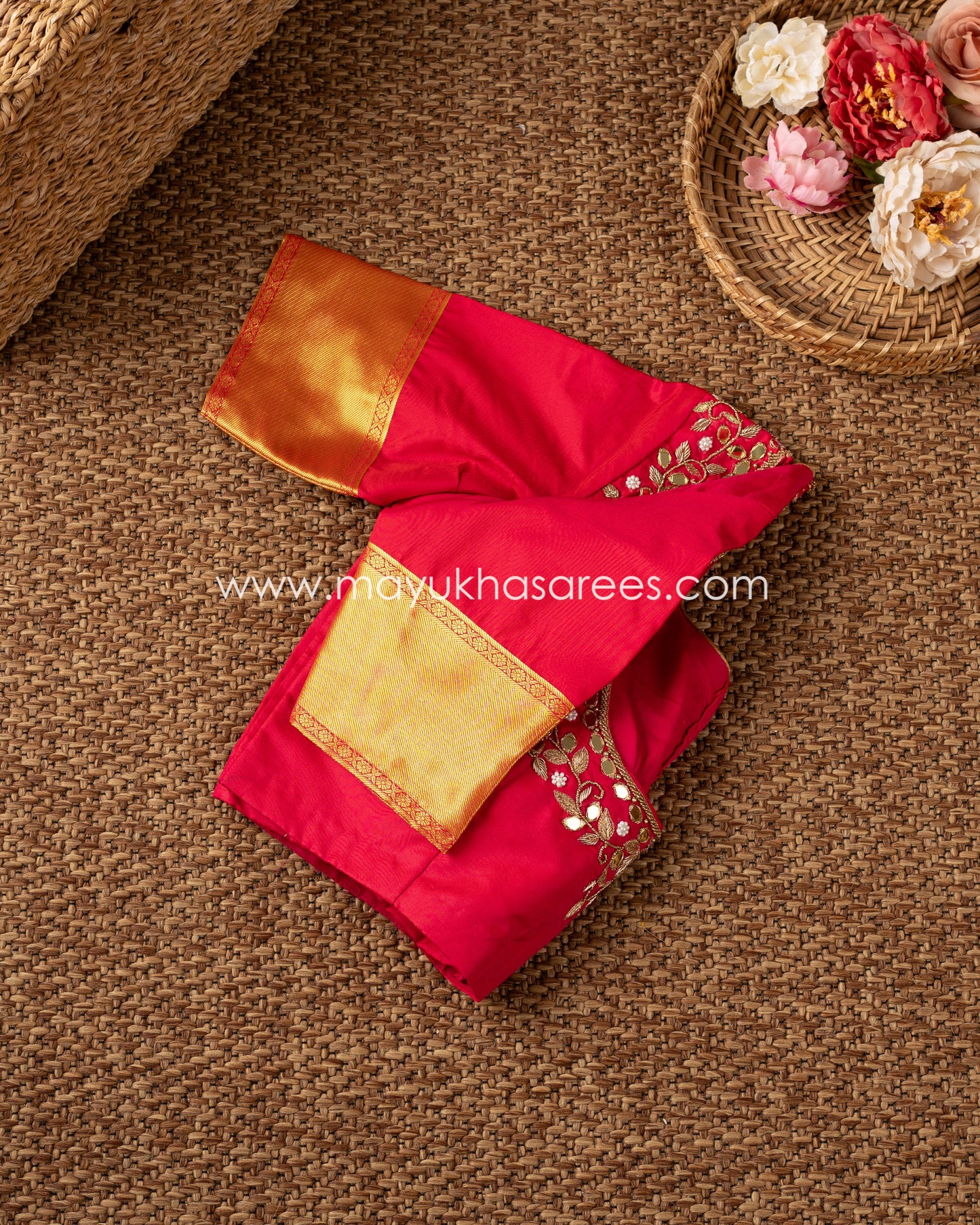 Saffron Dreams: Powerloom Kanchipuram Saree With Brocade Weaving, Free Shipping! And Stitched Blouse In Size 38-50