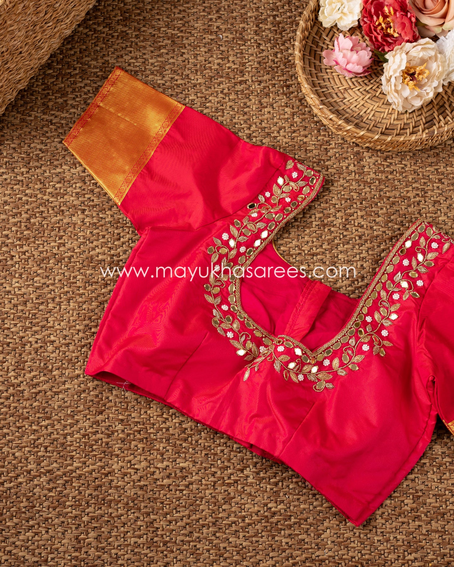 Saffron Dreams: Powerloom Kanchipuram Saree With Brocade Weaving, Free Shipping! And Stitched Blouse In Size 38-50