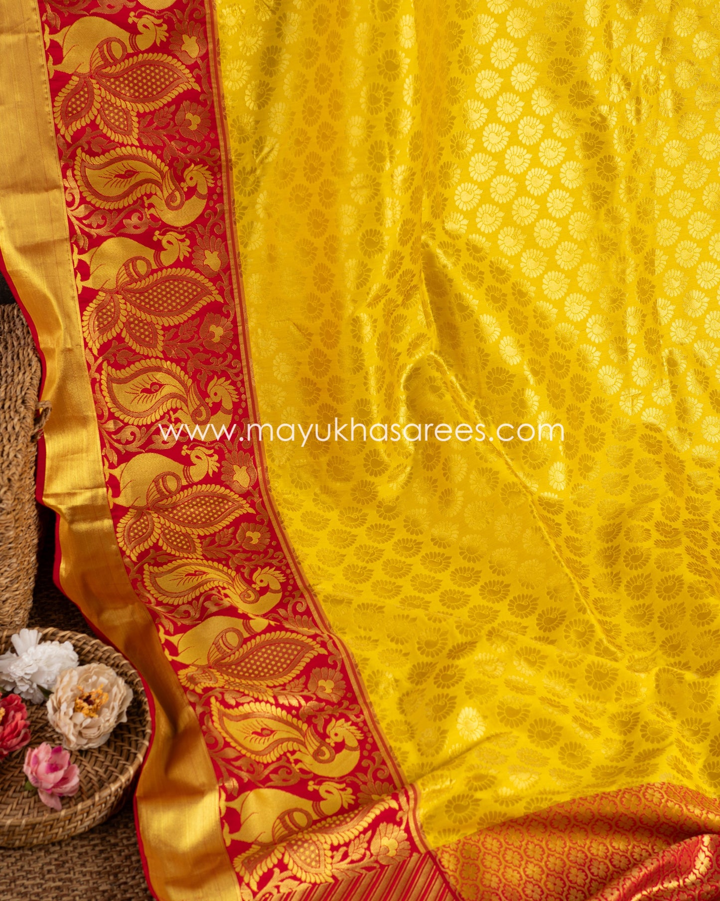 Saffron Dreams: Powerloom Kanchipuram Saree With Brocade Weaving, Free Shipping! And Stitched Blouse In Size 38-50