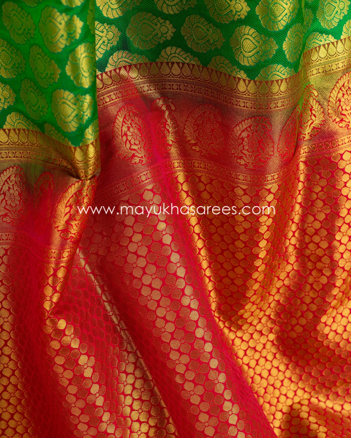 Mystic Blossoms: Powerloom Brocade Kanchipuram Saree, Free Shipping! And Stitched Blouse In Size 38-54