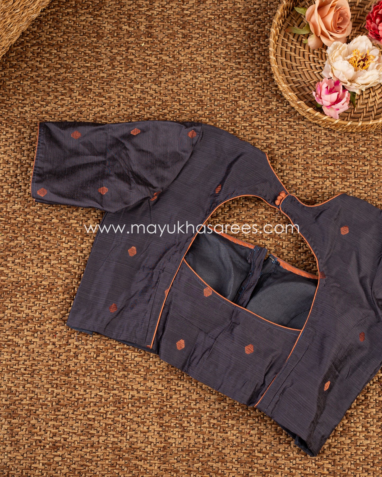 Floral Elegance: Tassar Banarasi Saree In Pink & Grey, Free Shipping! And Stitched Blouse In Size 38-60