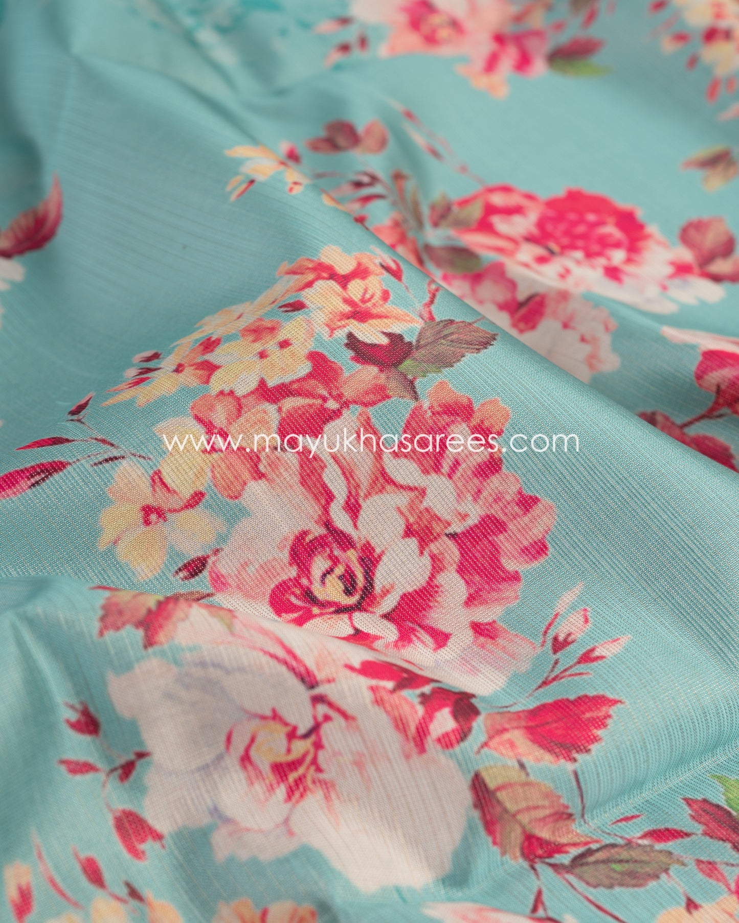 Regal Blooms: Tissue Tassar Banarasi Blend Saree, Floral Prints, Free Shipping And Stitched Blouse In Size 38-63