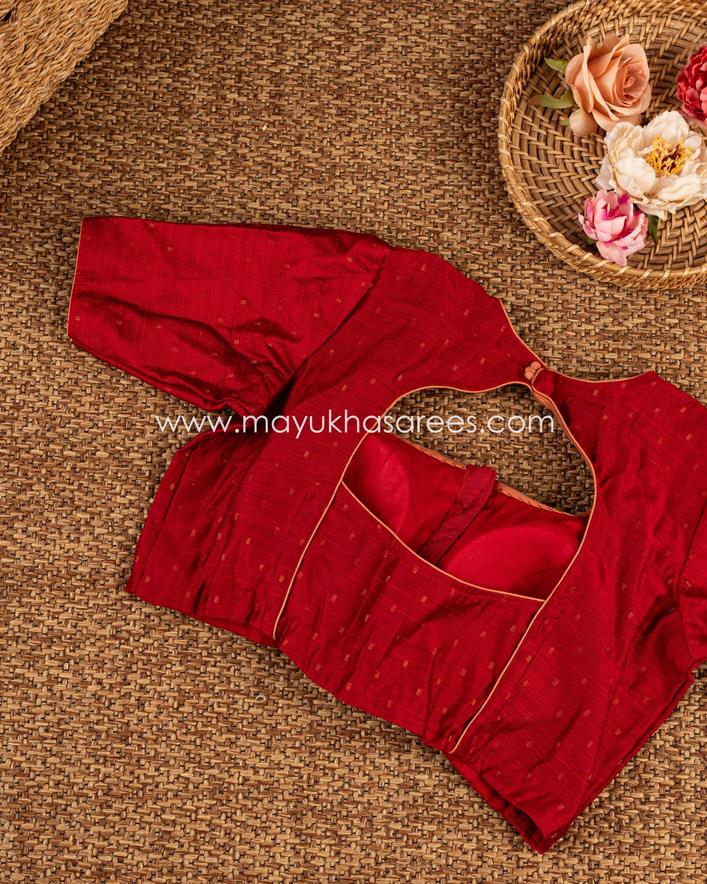 Opulent Florals: Tassar Banarasi Saree, Floral Prints, Free Shipping And Stitched Blouse In Size 38-64
