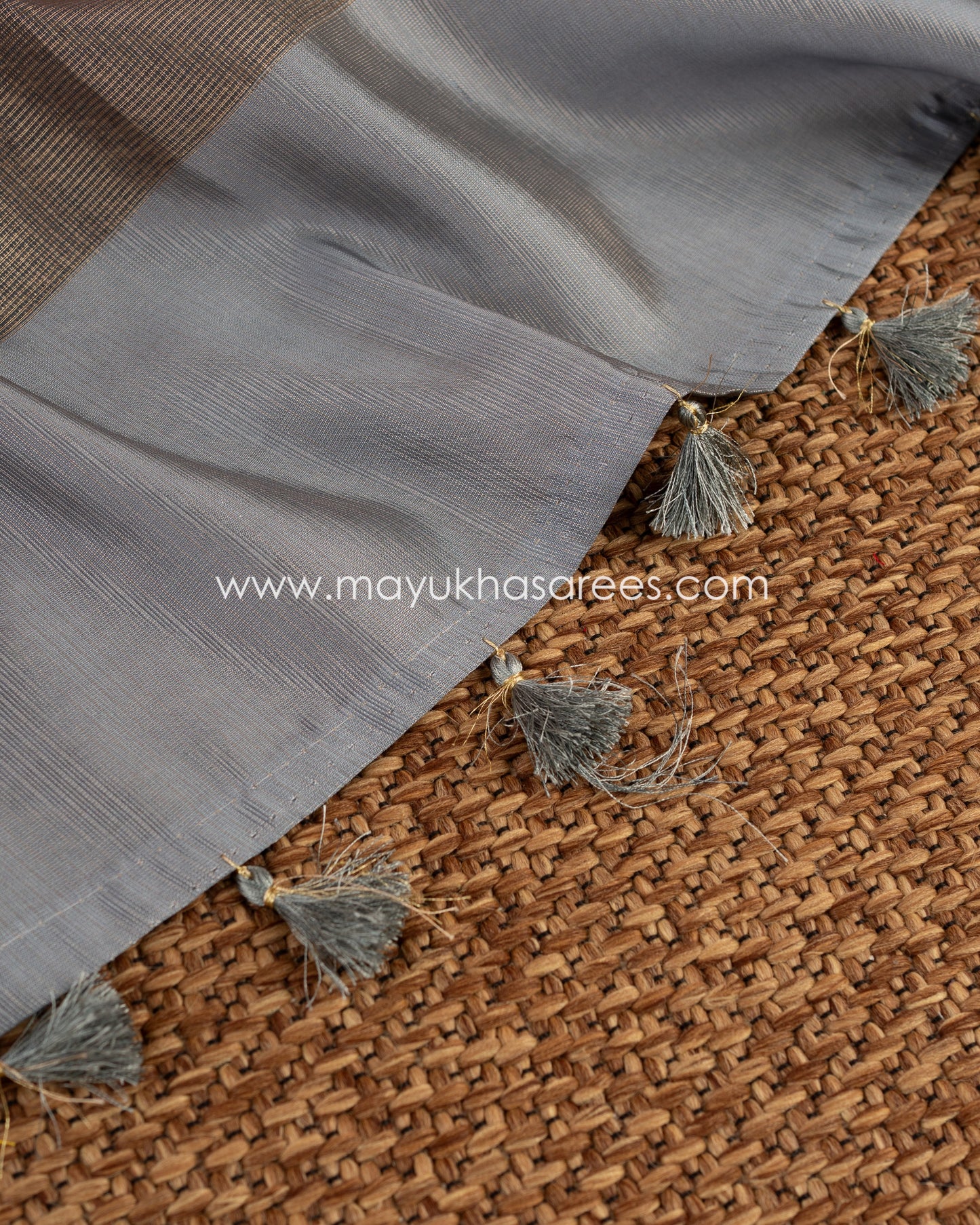 Serene Florals: Tassar Banarasi Blend Saree, Floral Prints, Free Shipping And Stitched Blouse In Size 38-65