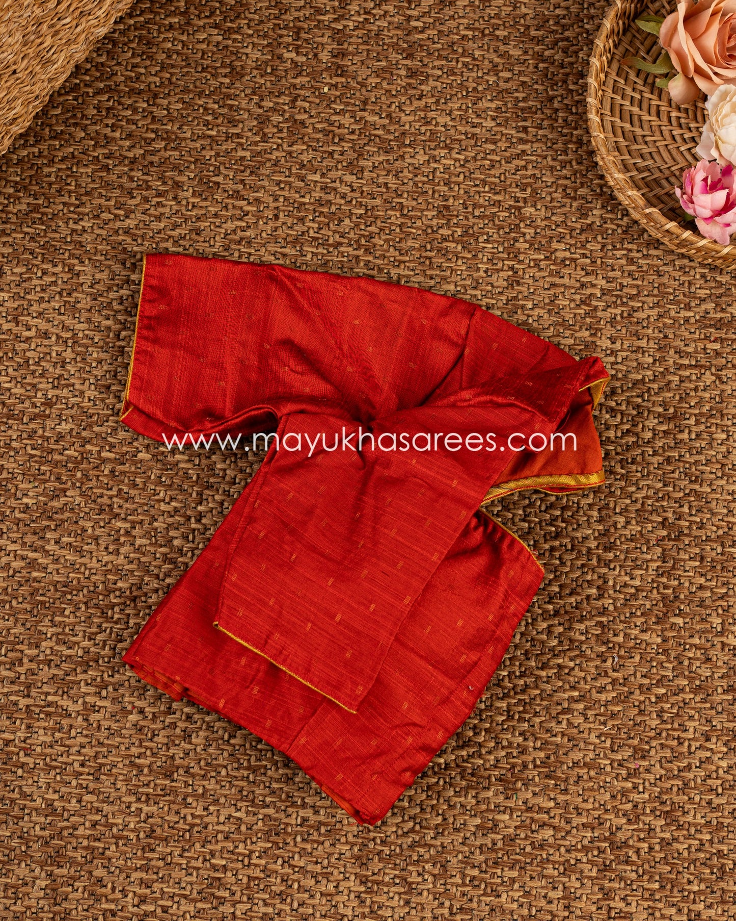 Regal Blooms: Tassar Banarasi Saree, Floral Prints, Free Shipping And Stitched Blouse In Size 38-66