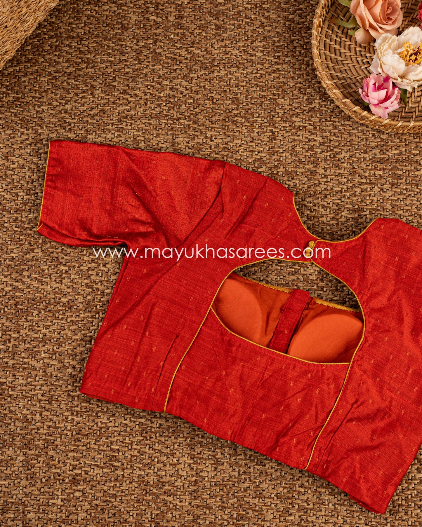 Regal Blooms: Tassar Banarasi Saree, Floral Prints, Free Shipping And Stitched Blouse In Size 38-66