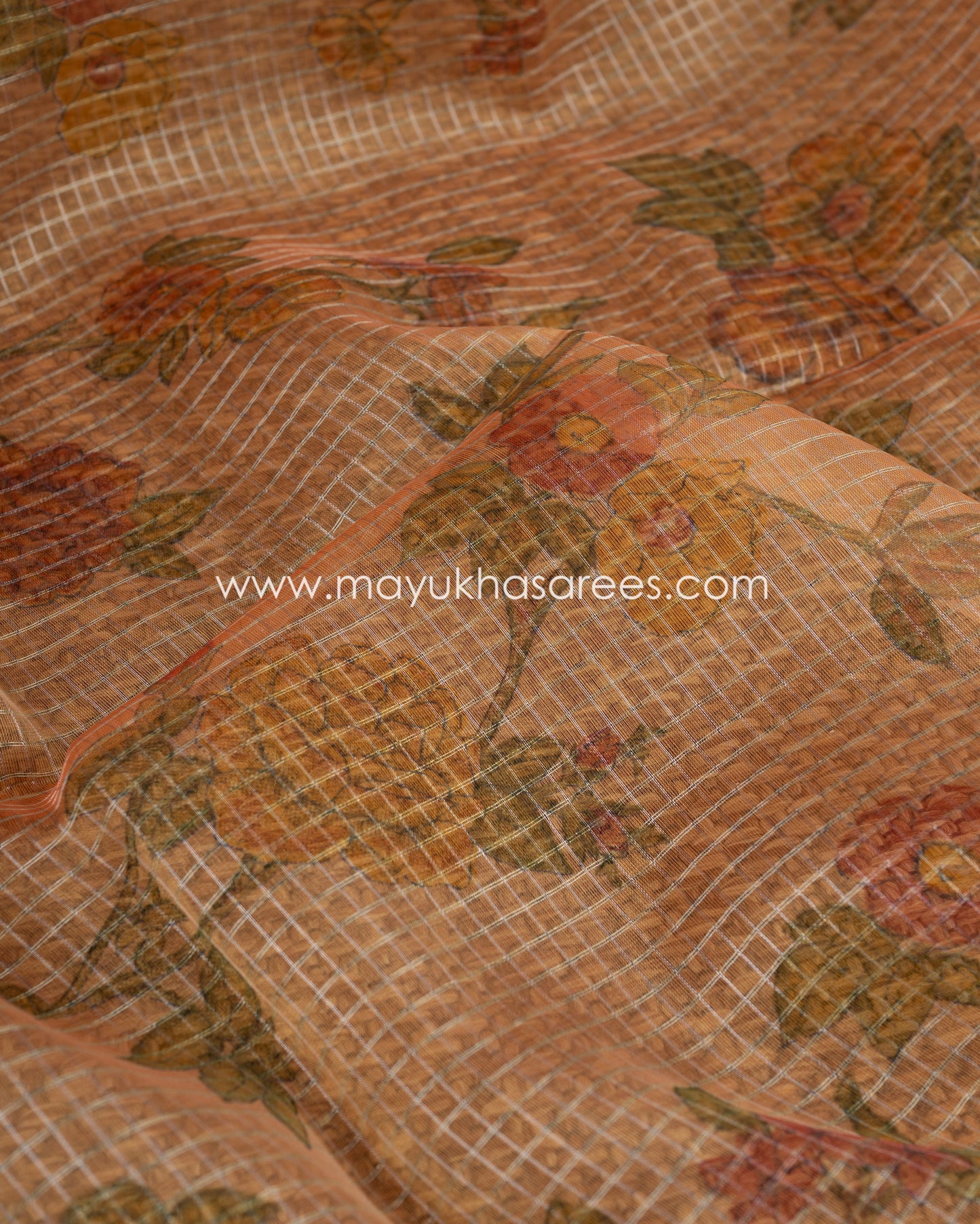 Ethereal Blossoms: Pure Organza Saree, Floral Prints, Free Shipping And Stitched Blouse In Size 38-67