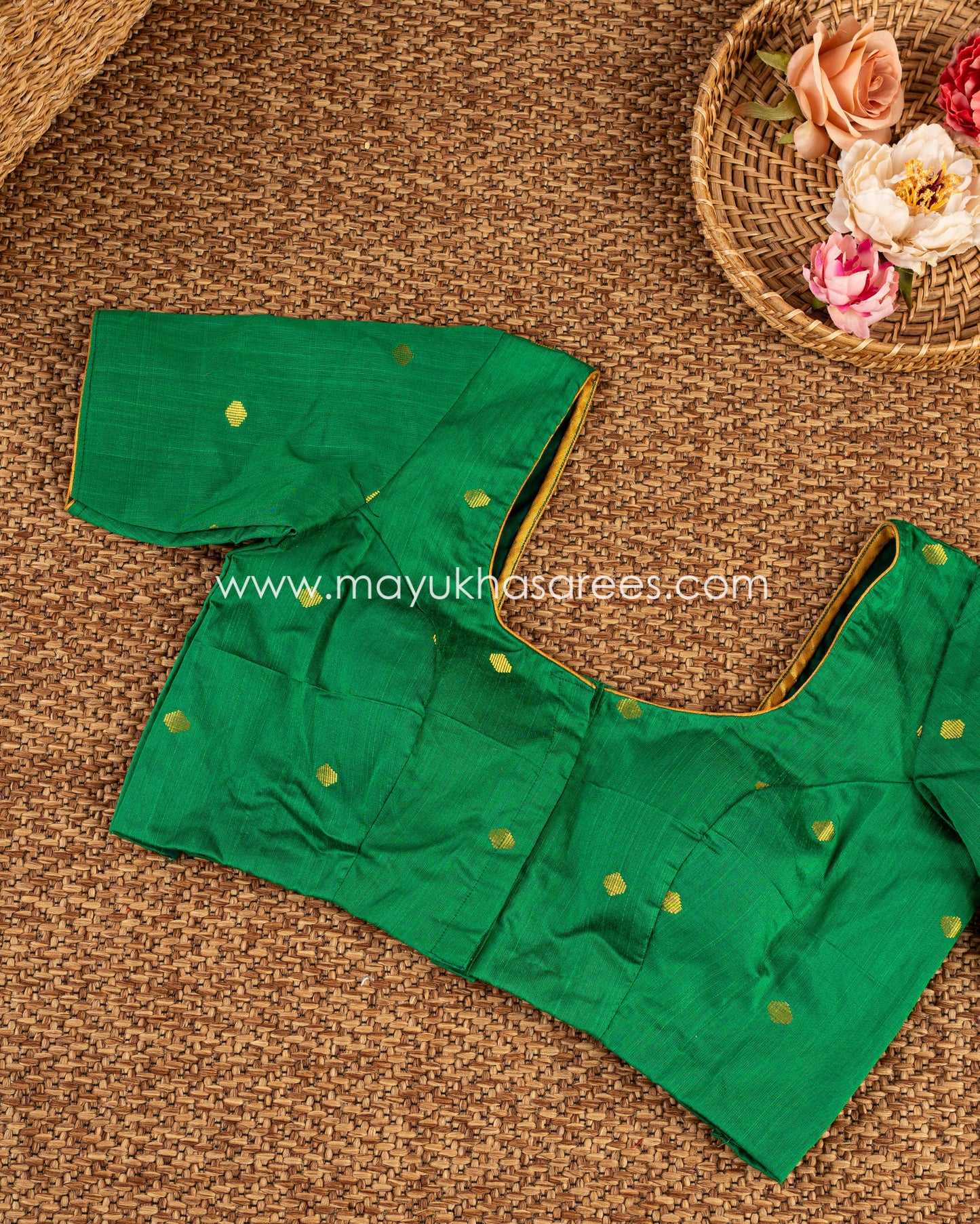 Blossom Harmony: Pure Organza Saree, Floral Prints, Free Shipping And Stitched Blouse In Size 38-68