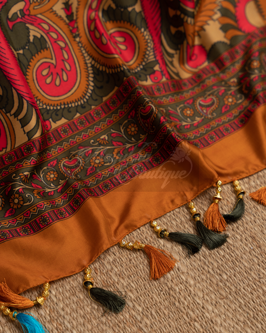 Banarasi Dola Silk Olive Green Saree