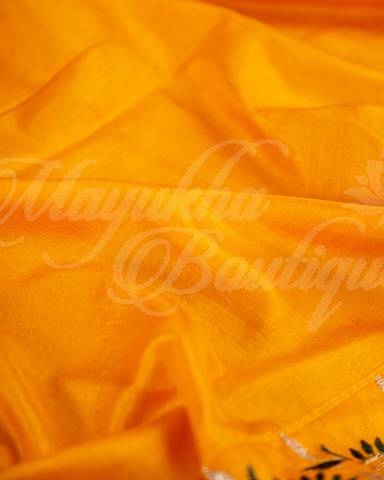 Banarasi Pure Dola Silk Yellow & Black Saree With Stitched Blouse In Size 38-44 mayukhasarees