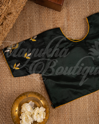 Banarasi Pure Dola Silk Yellow & Black Saree With Stitched Blouse In Size 38-44 mayukhasarees