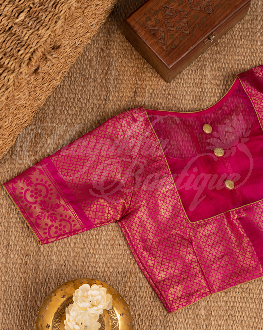 Banarasi Soft Silk Mustad & Pink Saree With Stitched Blouse In Size 38-44 mayukhasarees