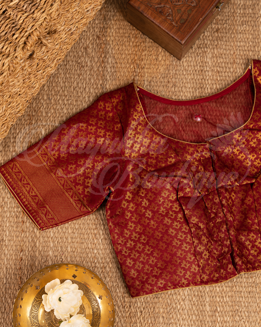 Banarasi Soft Silk Off White & Maroon Saree With Stitched Blouse In Size 38-44 mayukhasarees