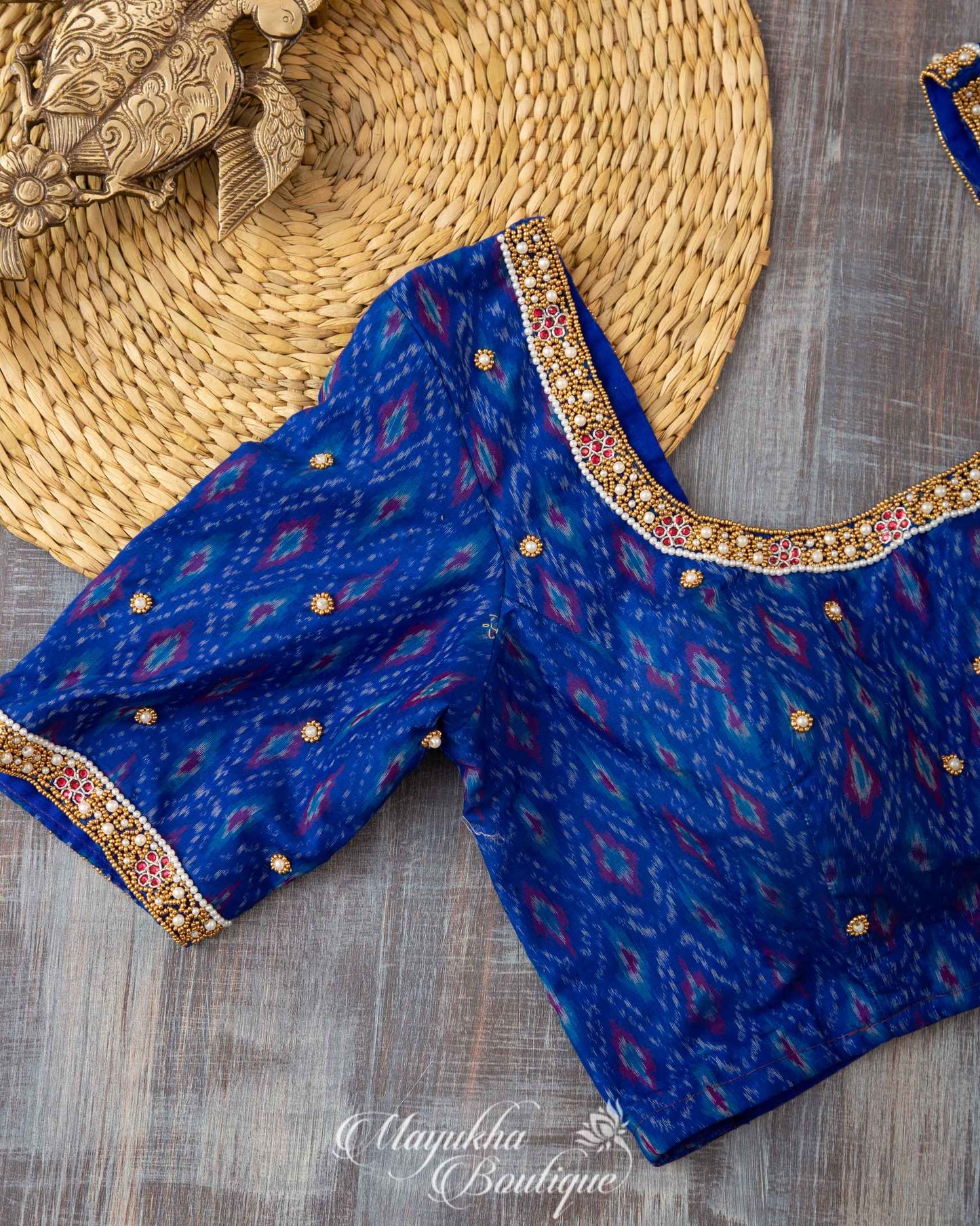 Beautiful Blues Ikkat Sico Blouse mayukhasarees