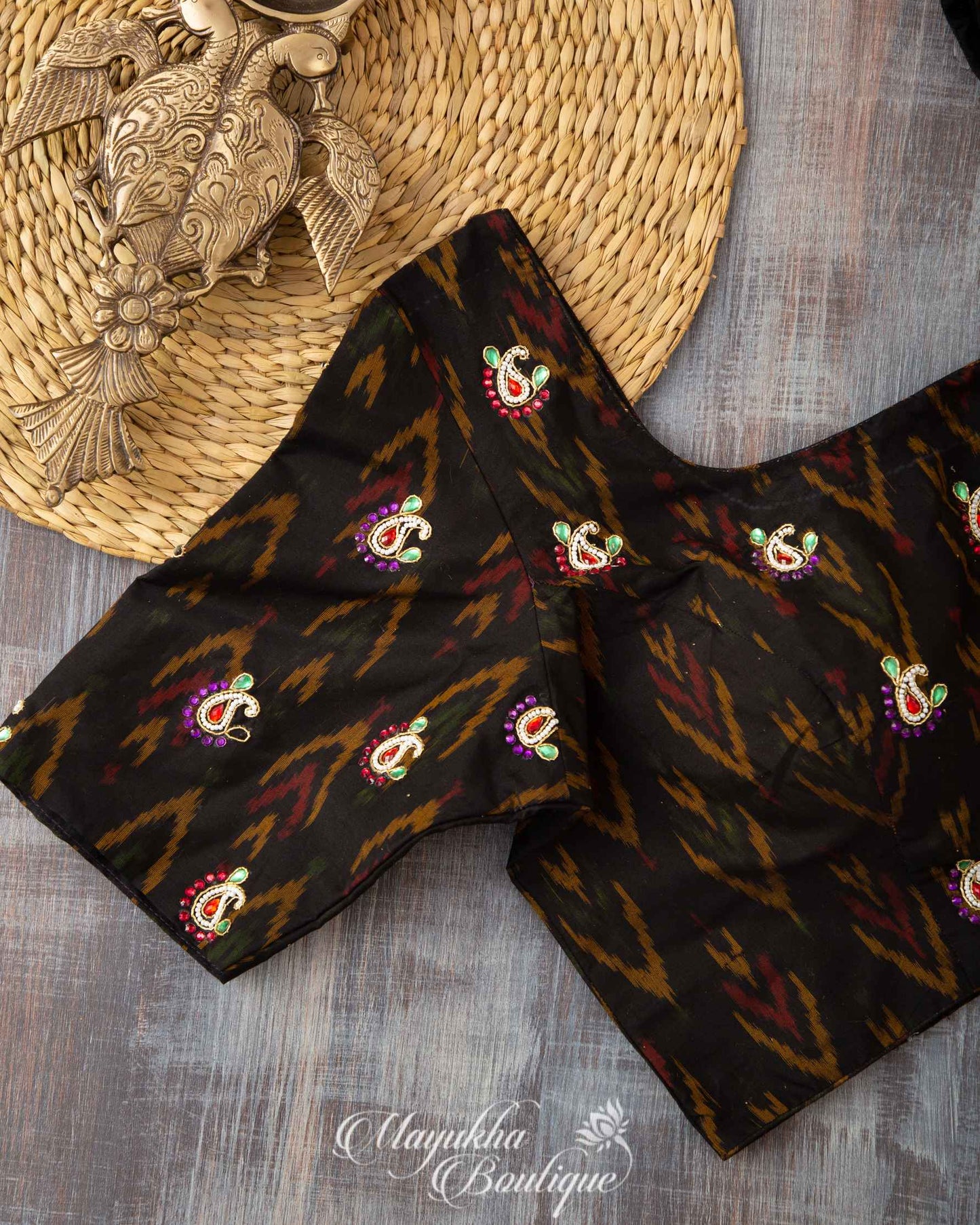 Black Beauty Ikkat Sico Blouse mayukhasarees