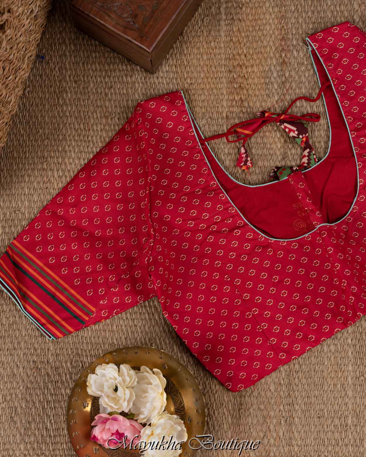 Blue Chikankari Ikat Saree mayukhasarees